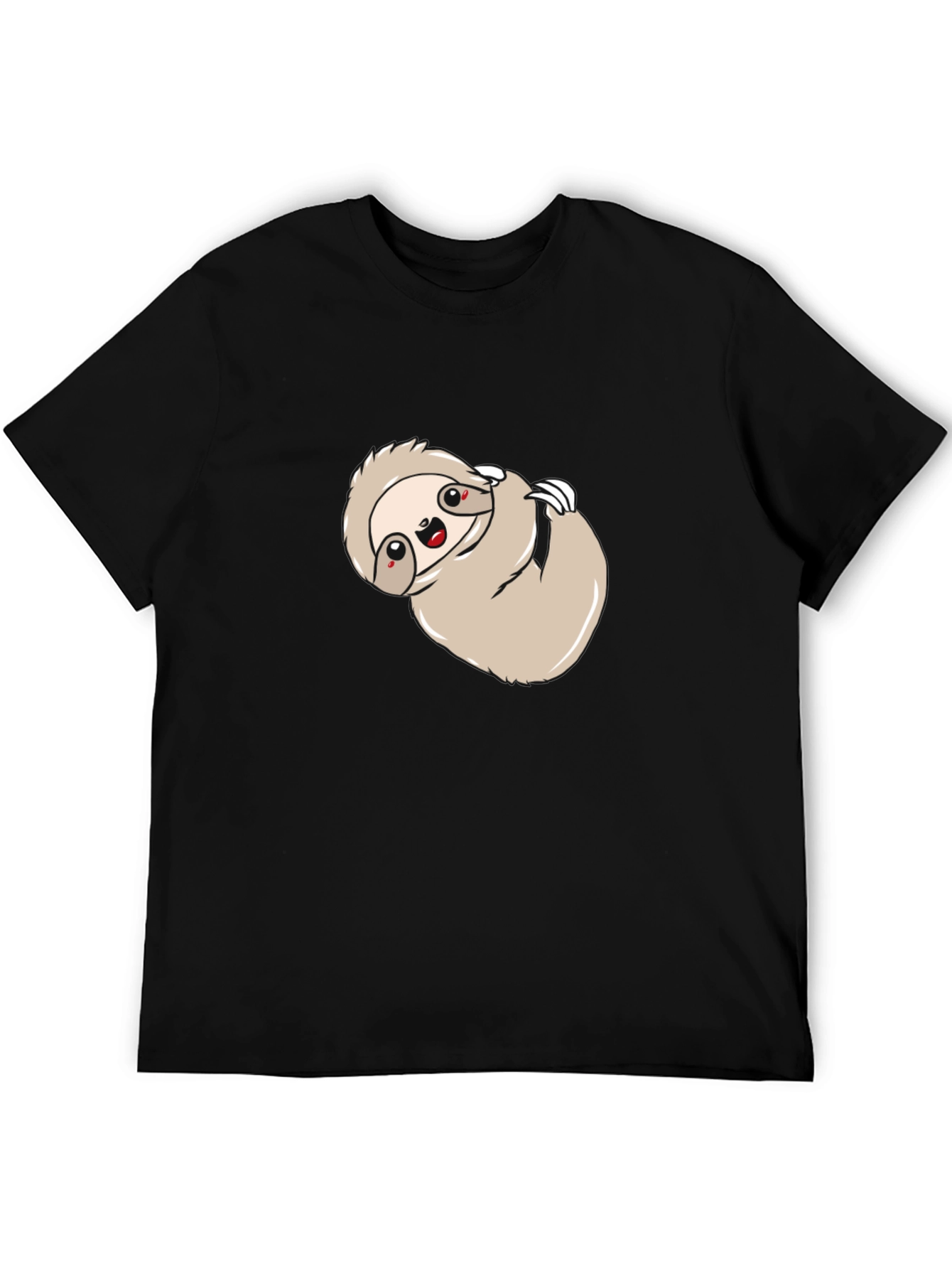 Cute Sloth Graphic Print Black Tee Shirt