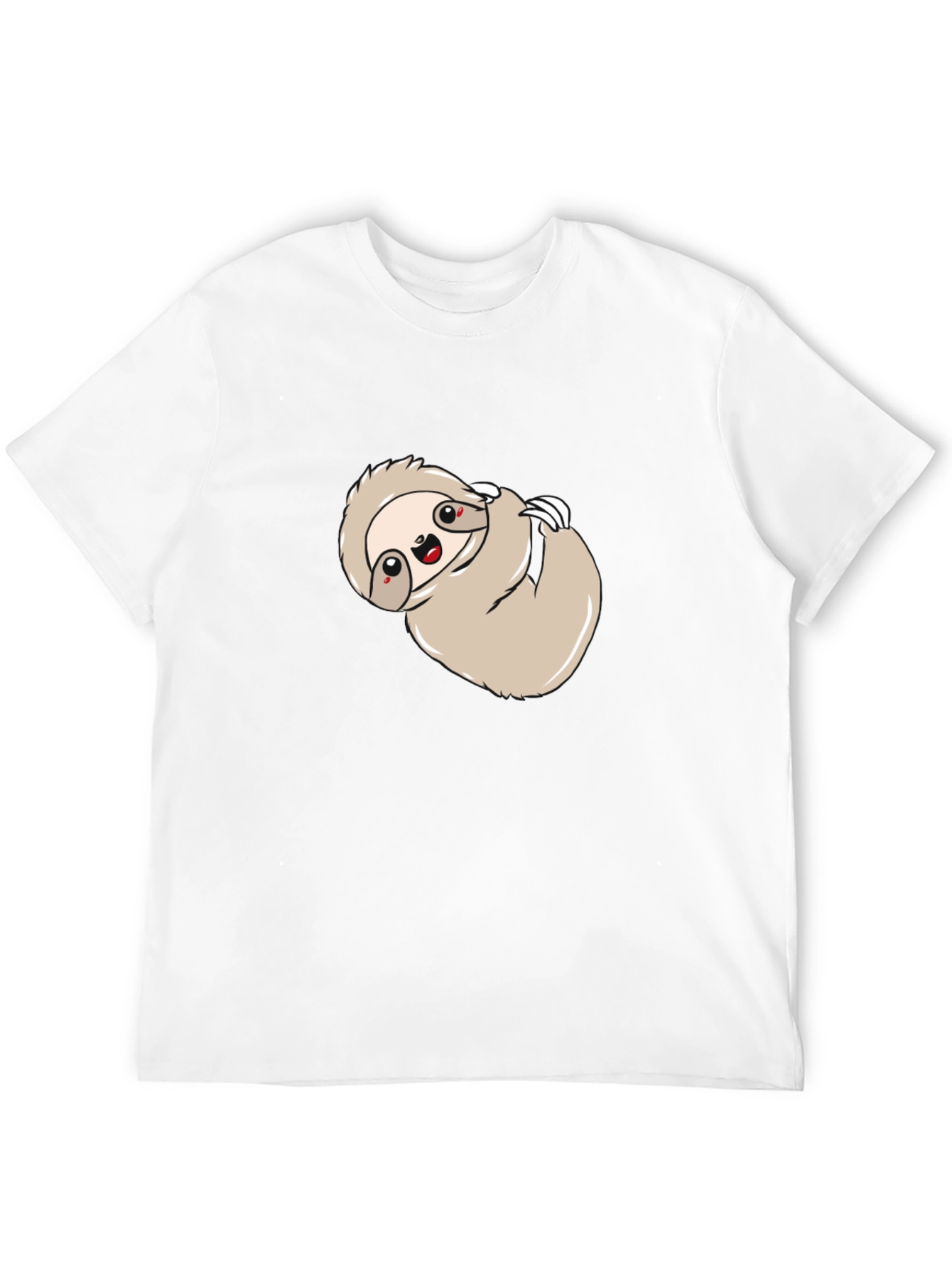 Cute Sloth Graphic Print Black Tee Shirt