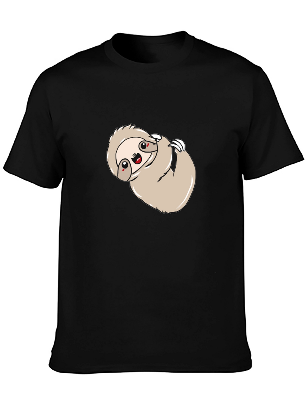 Cute Sloth Graphic Print Black Tee Shirt