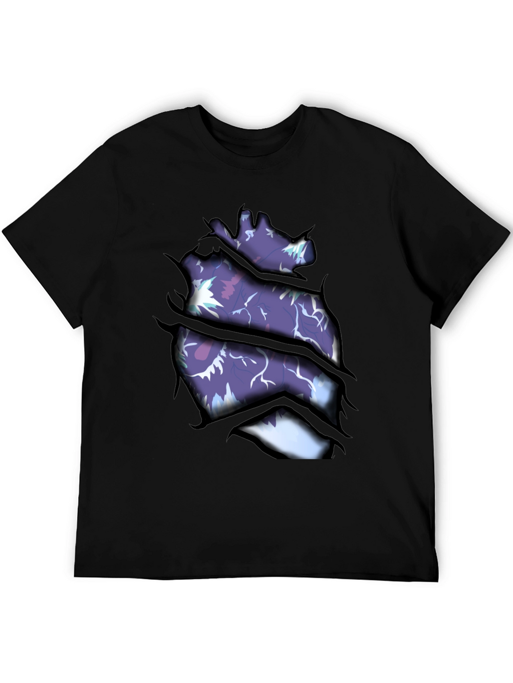 Ripped Open Heart Graphic Print T-Shirt