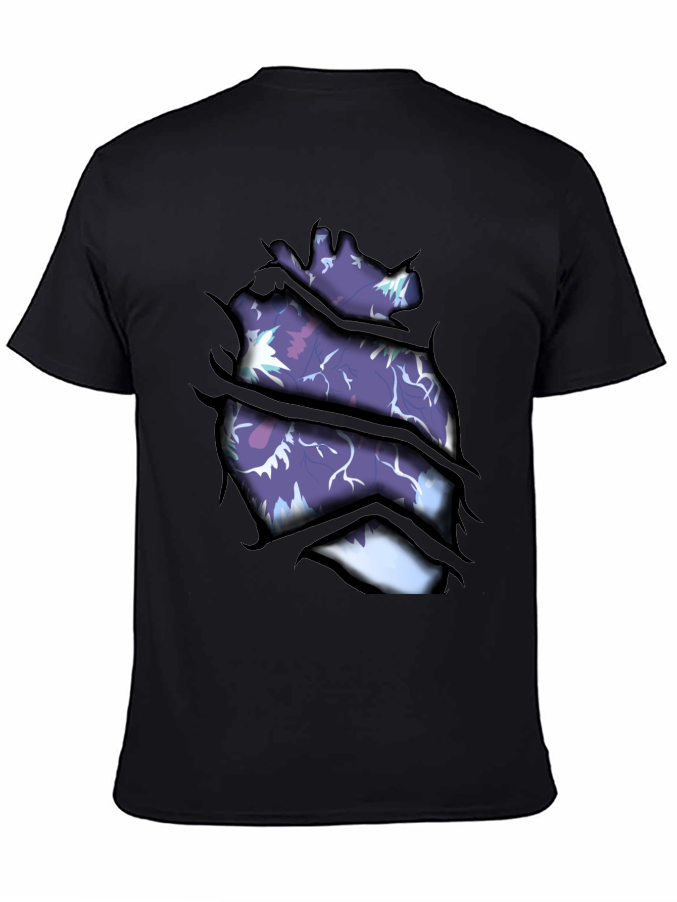 Ripped Open Heart Graphic Print T-Shirt