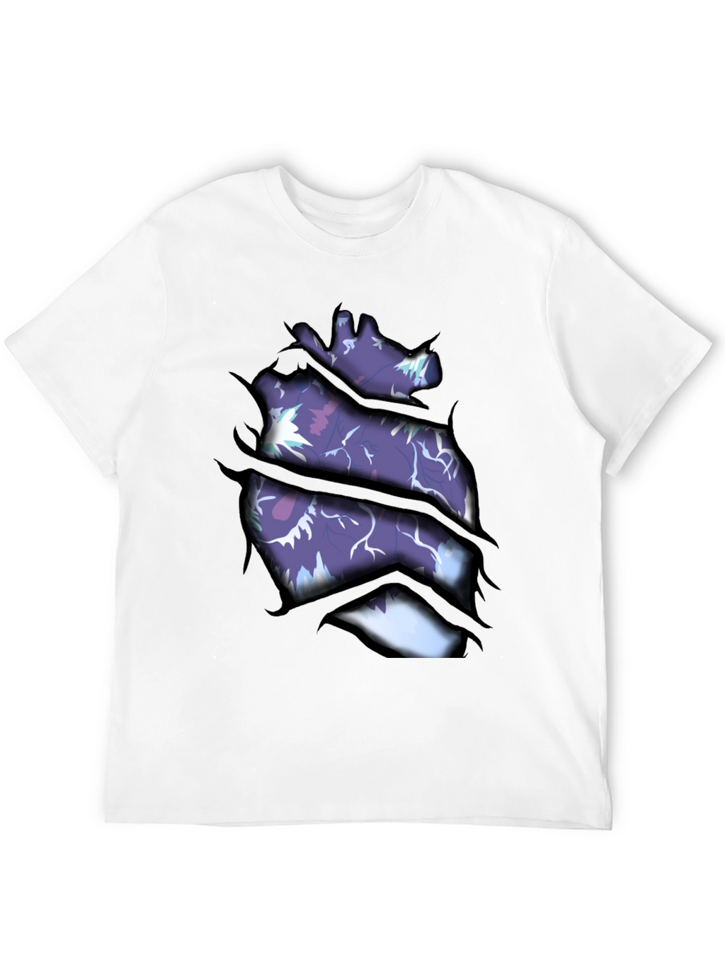 Ripped Open Heart Graphic Print T-Shirt
