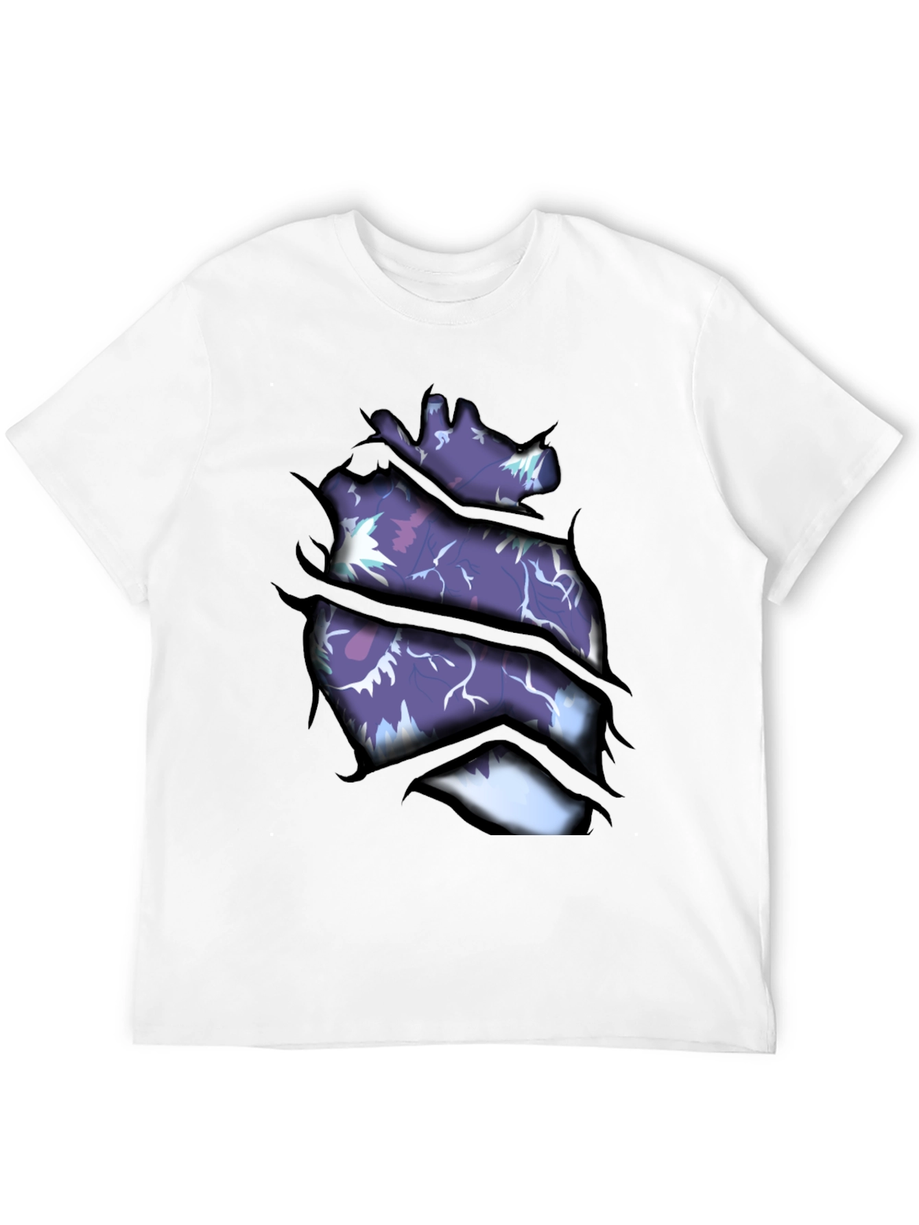 Ripped Open Heart Graphic Print T-Shirt