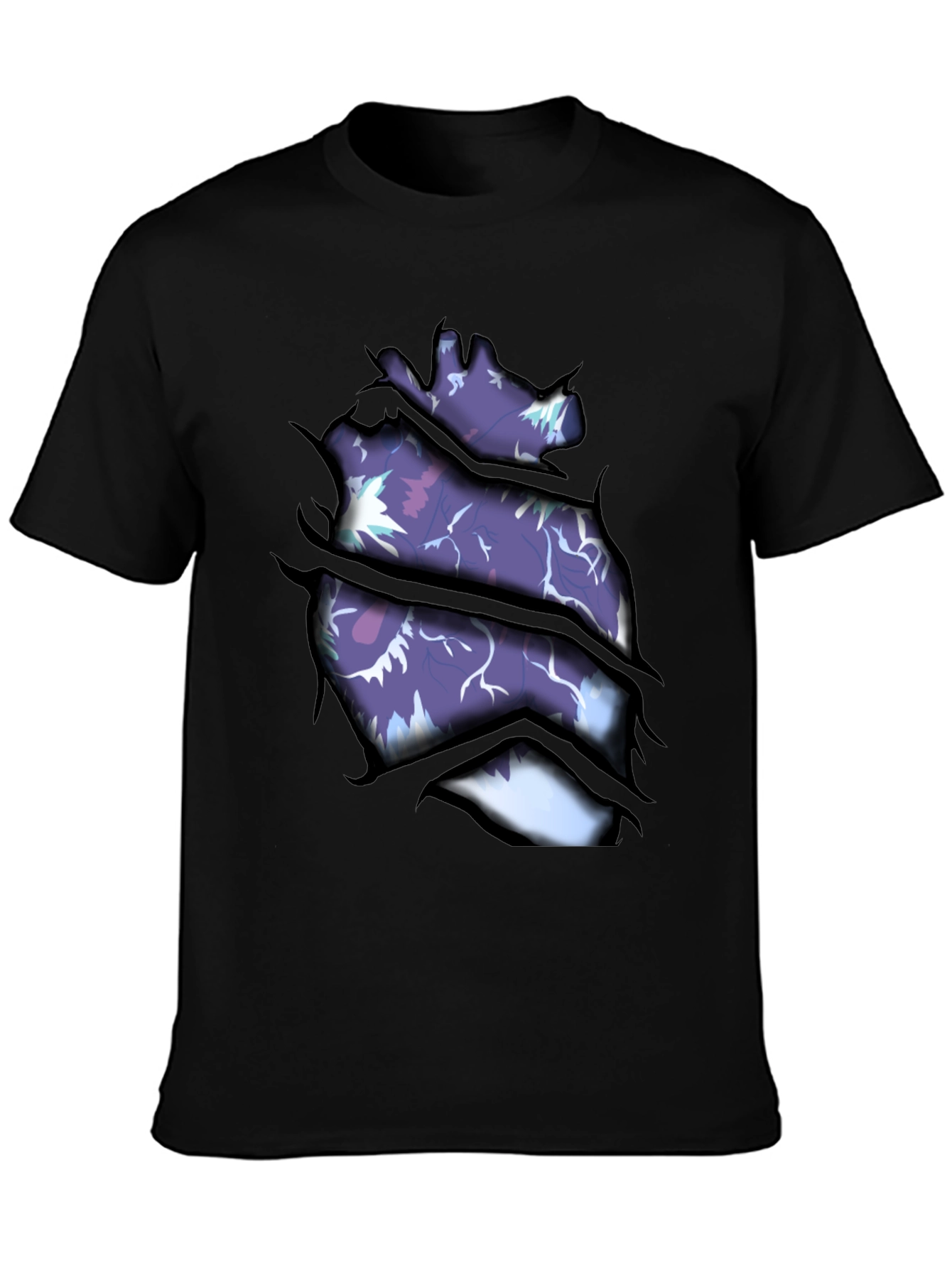 Ripped Open Heart Graphic Print T-Shirt