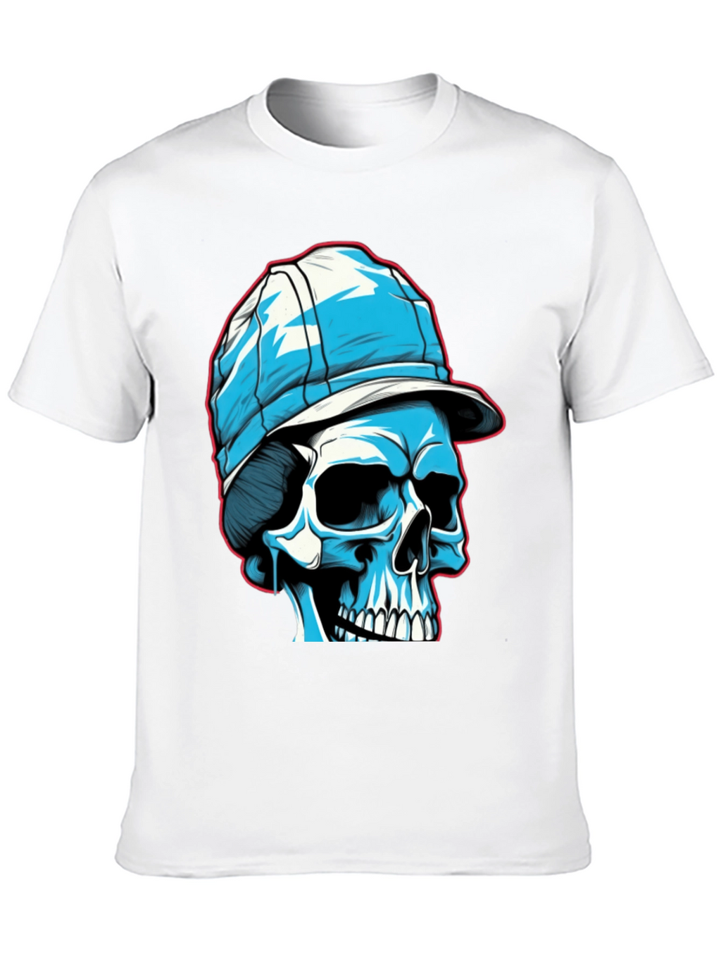 Skull in Cap Graphic Tee - Black Cotton Blend
