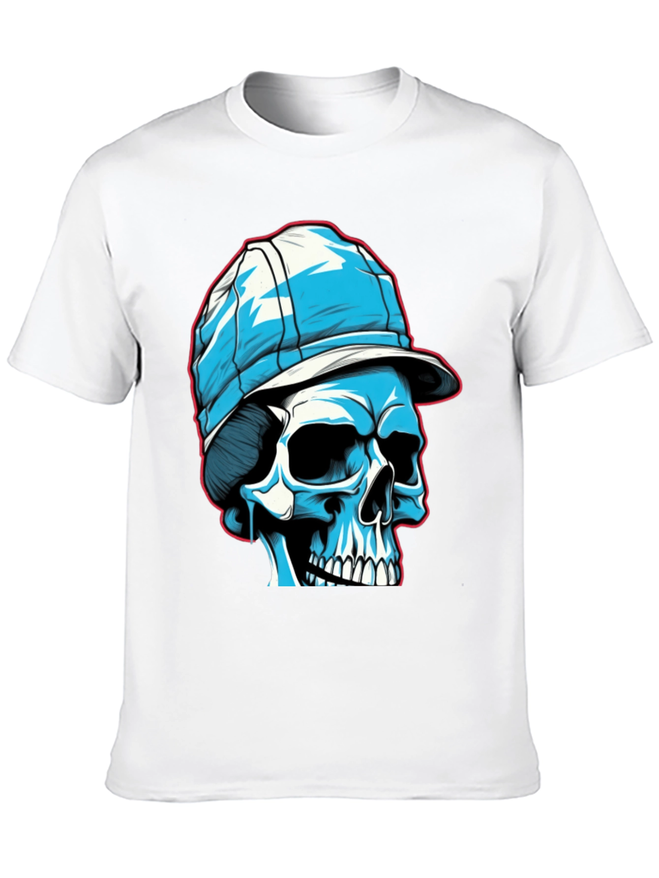 Skull in Cap Graphic Tee - Black Cotton Blend
