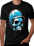 Skull in Cap Graphic Tee - Black Cotton Blend