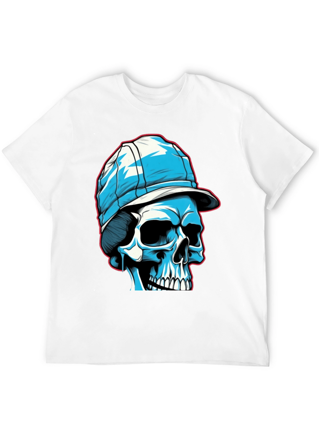 Skull in Cap Graphic Tee - Black Cotton Blend