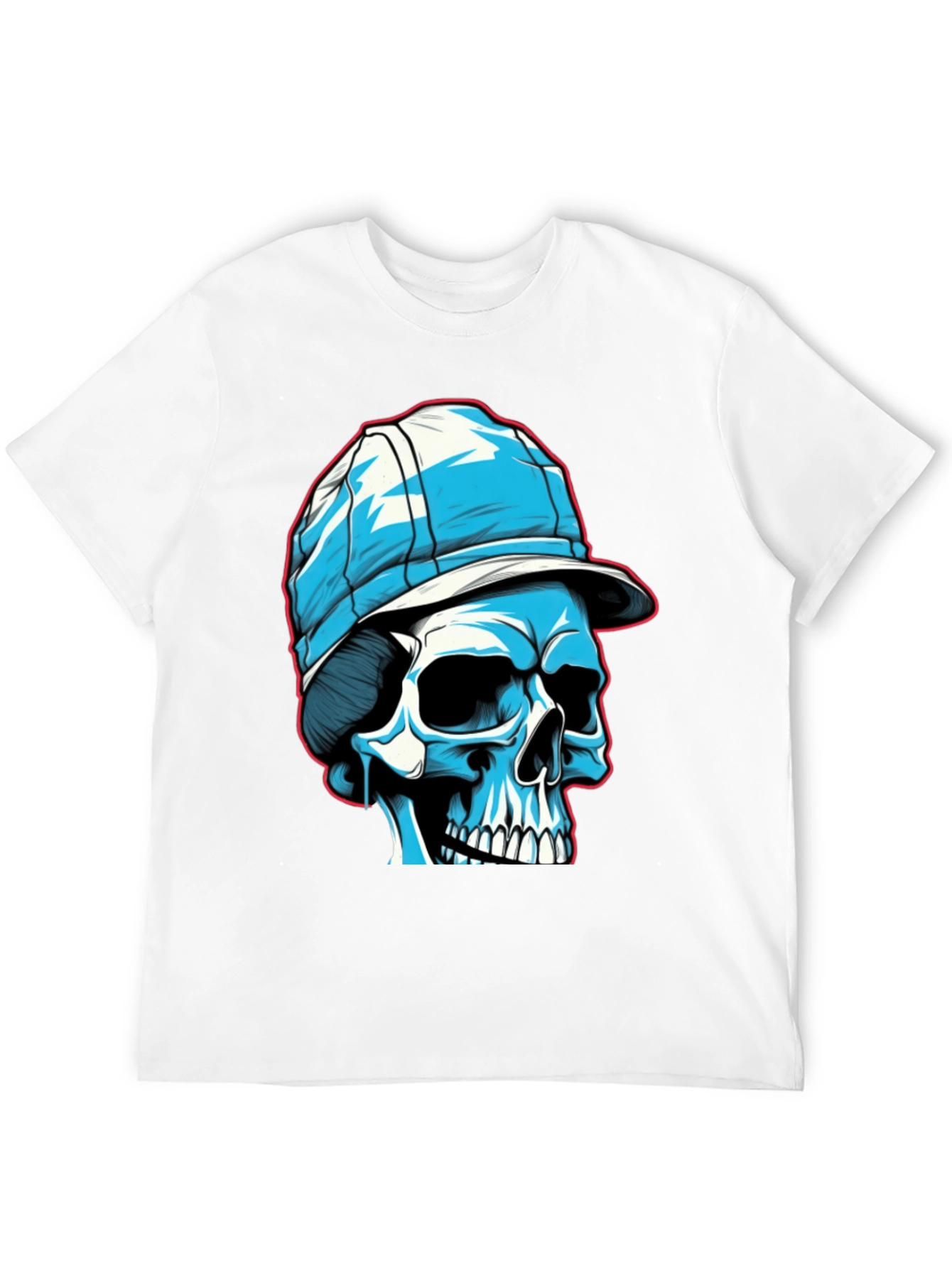 Skull in Cap Graphic Tee - Black Cotton Blend