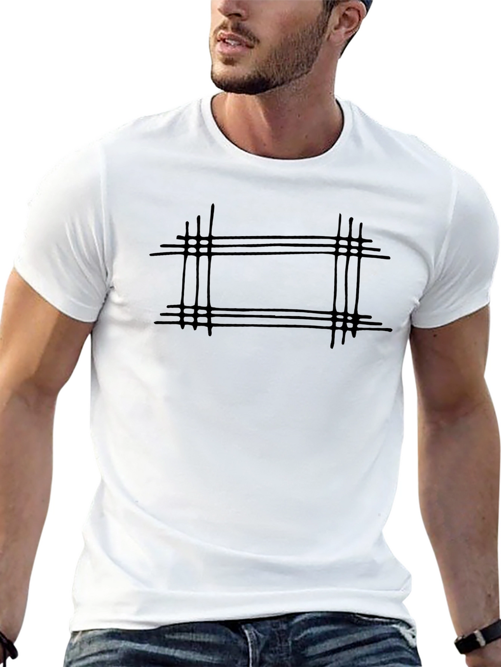 Modern Grid Black T-Shirt