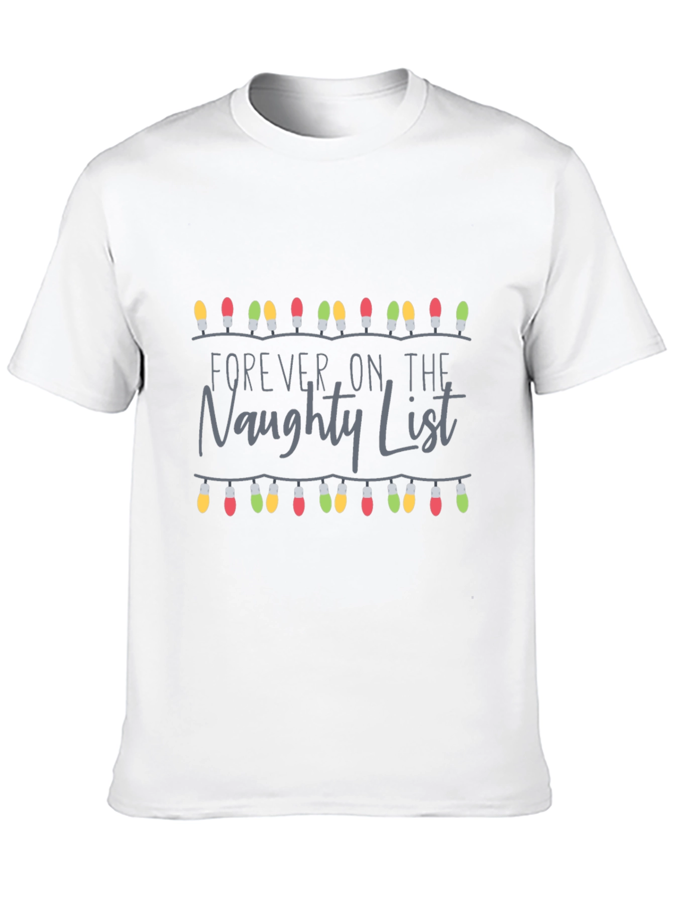 Naughty List Christmas Lights Graphic Tee