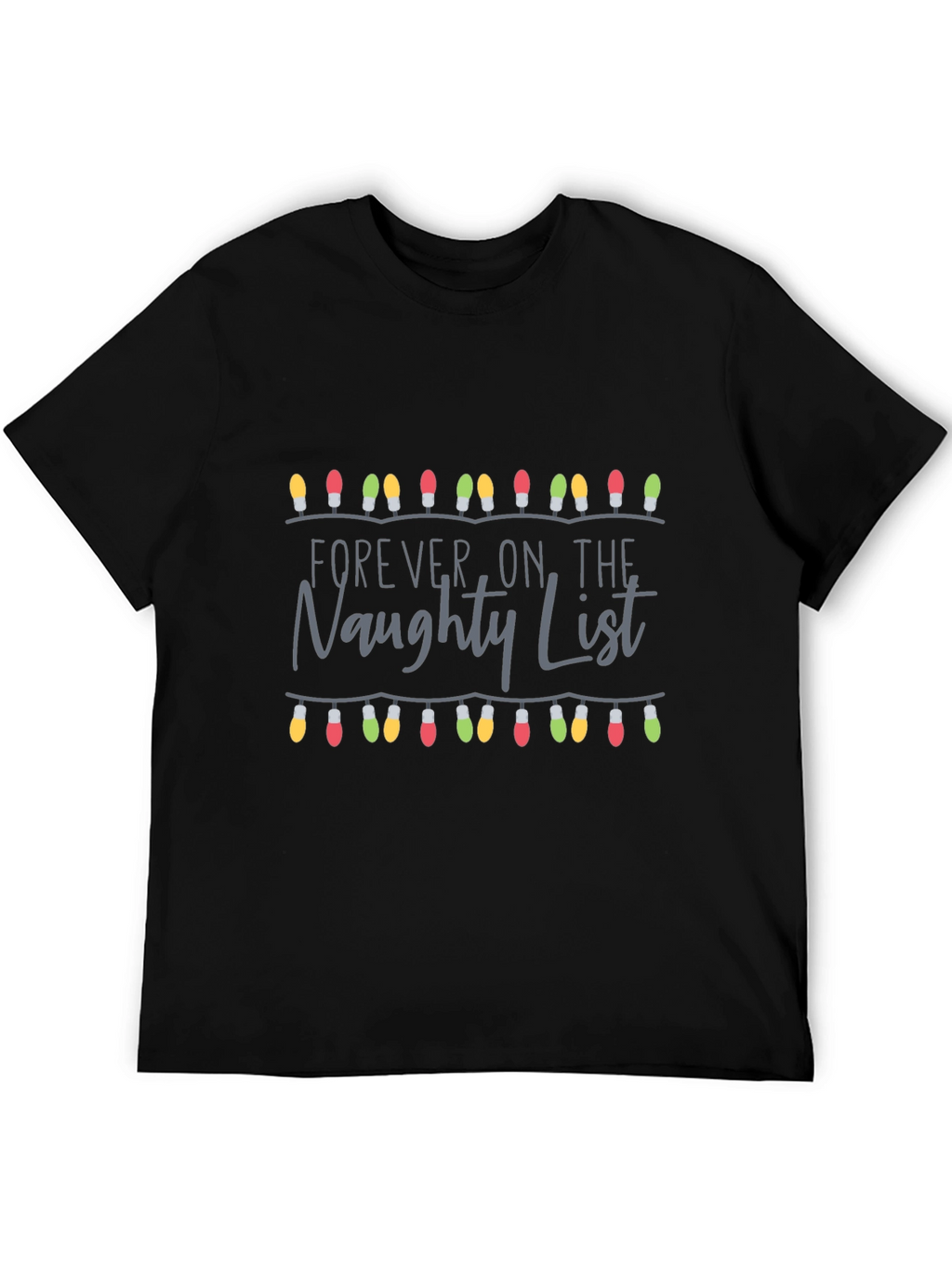 Naughty List Christmas Lights Graphic Tee