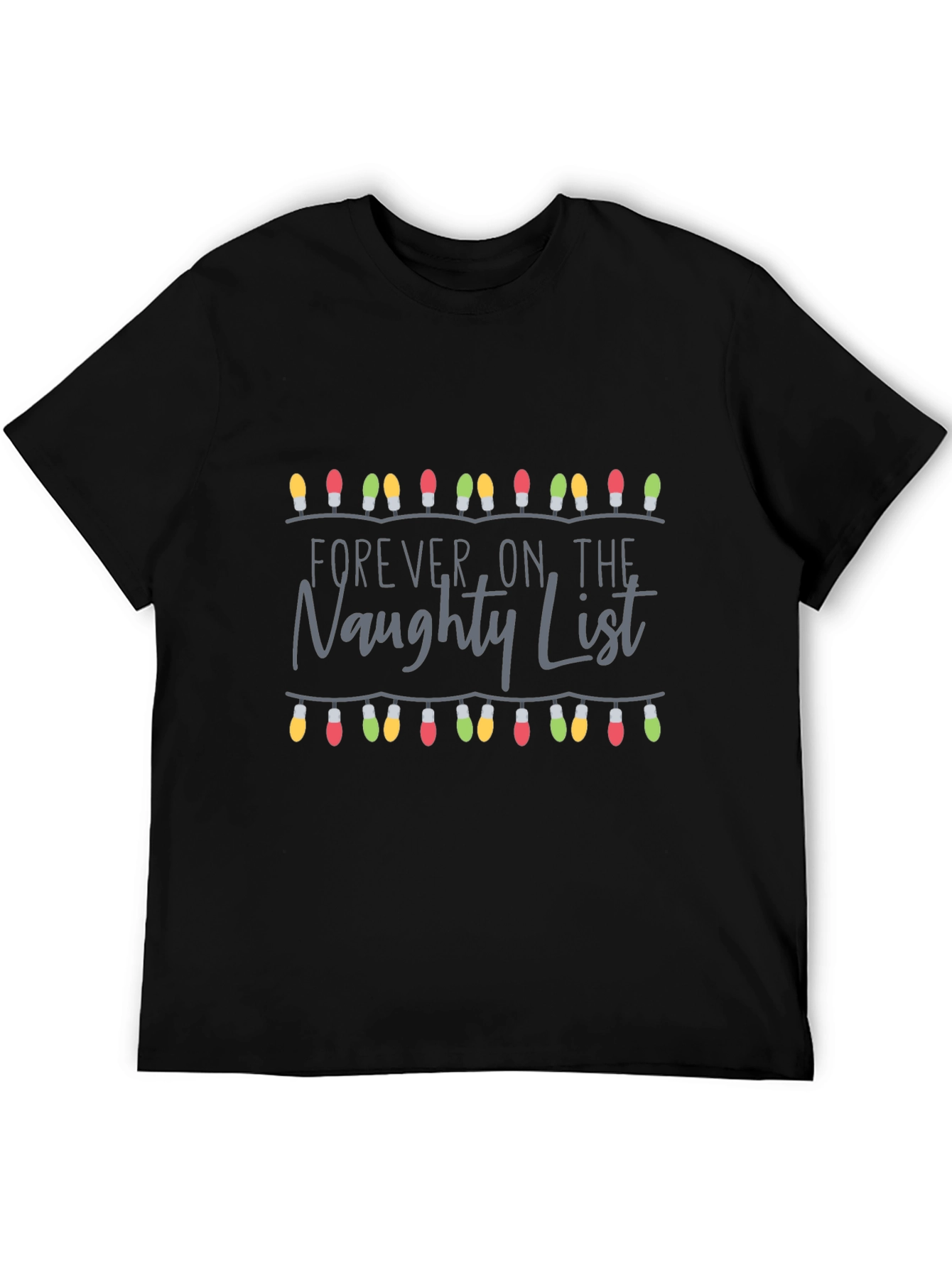 Naughty List Christmas Lights Graphic Tee