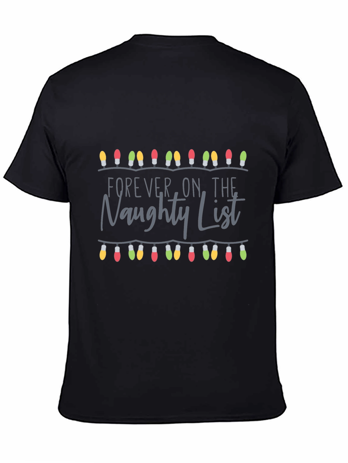 Naughty List Christmas Lights Graphic Tee