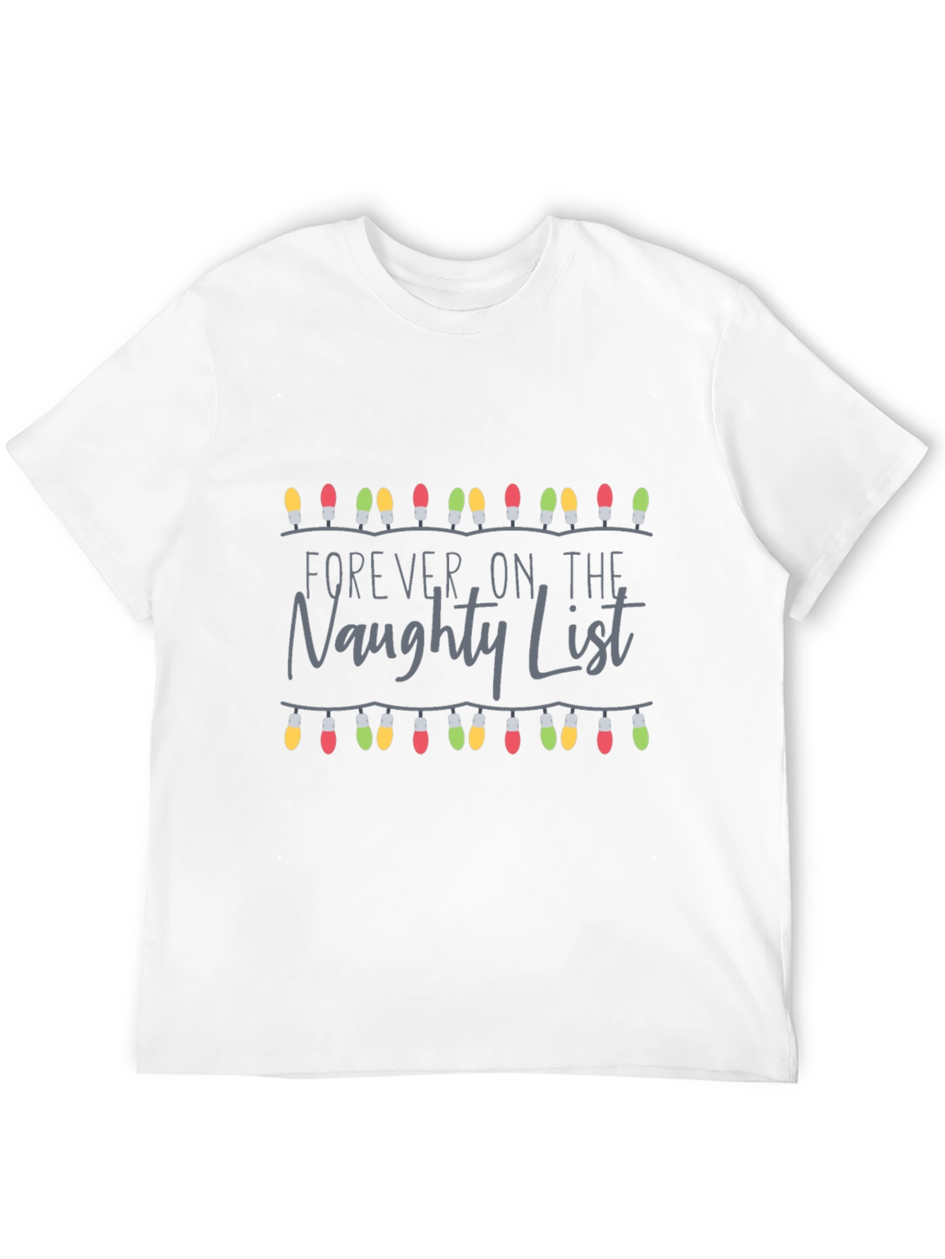 Naughty List Christmas Lights Graphic Tee