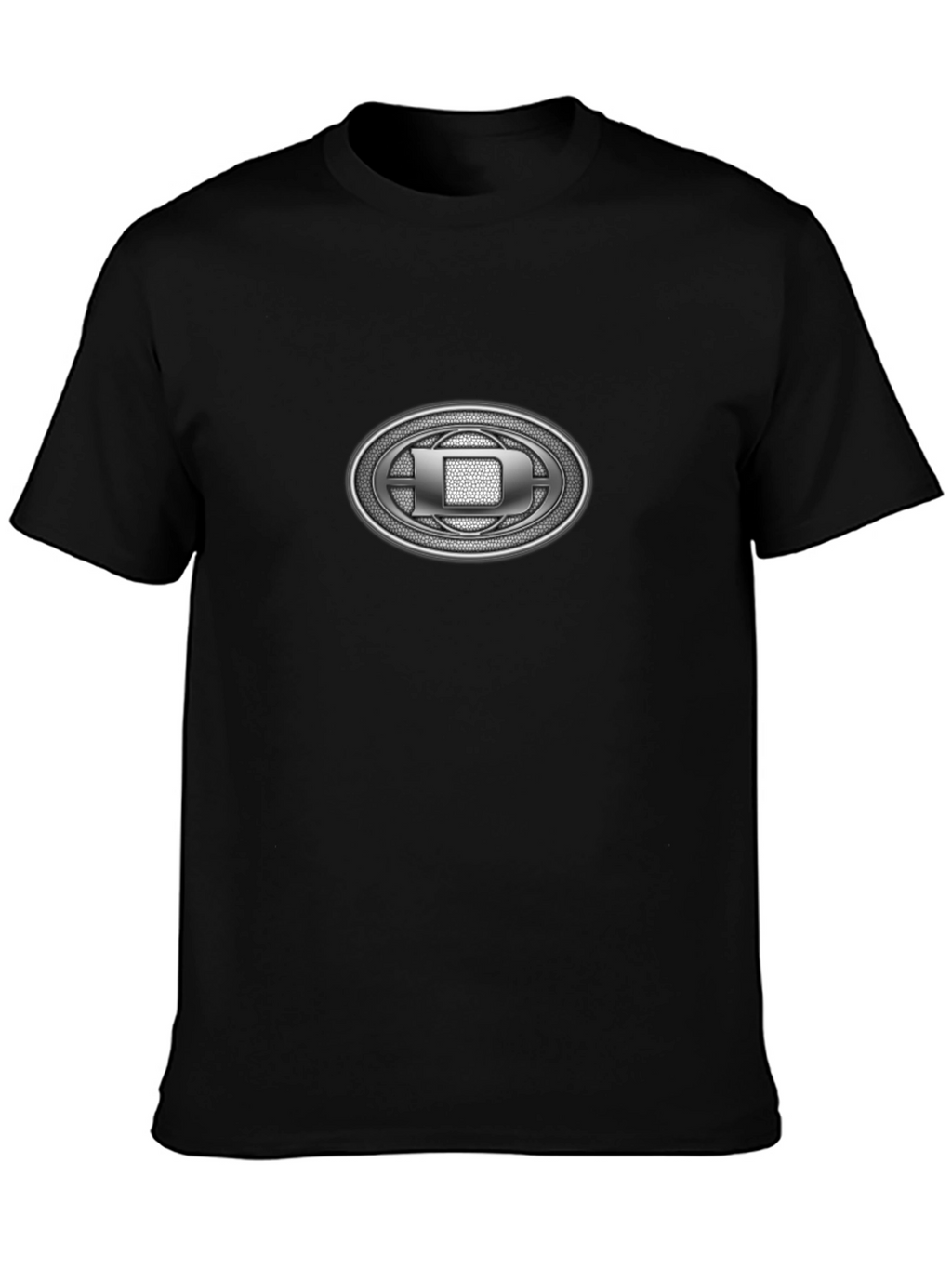 Black T-Shirt with Oval Emblem