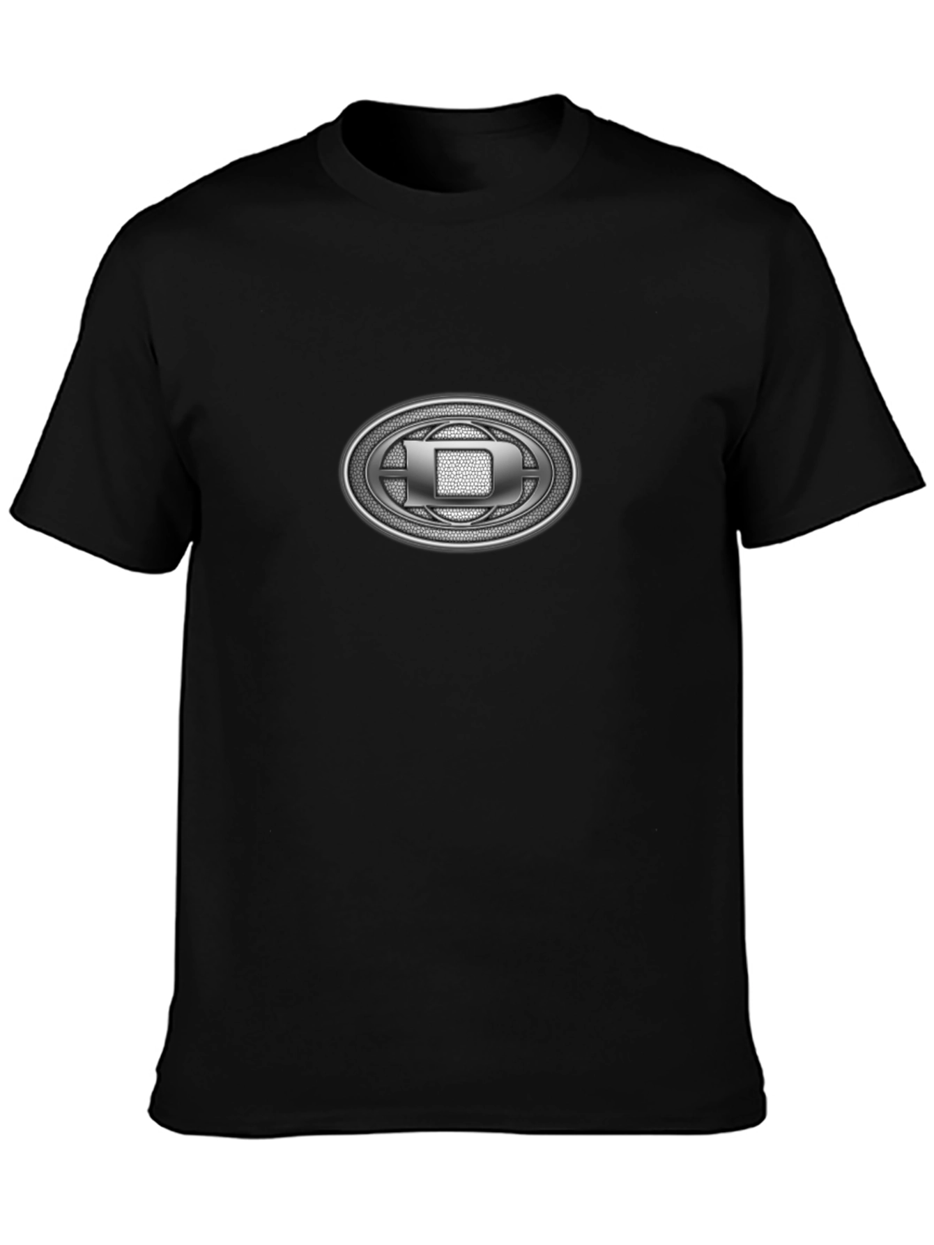 Black T-Shirt with Oval Emblem