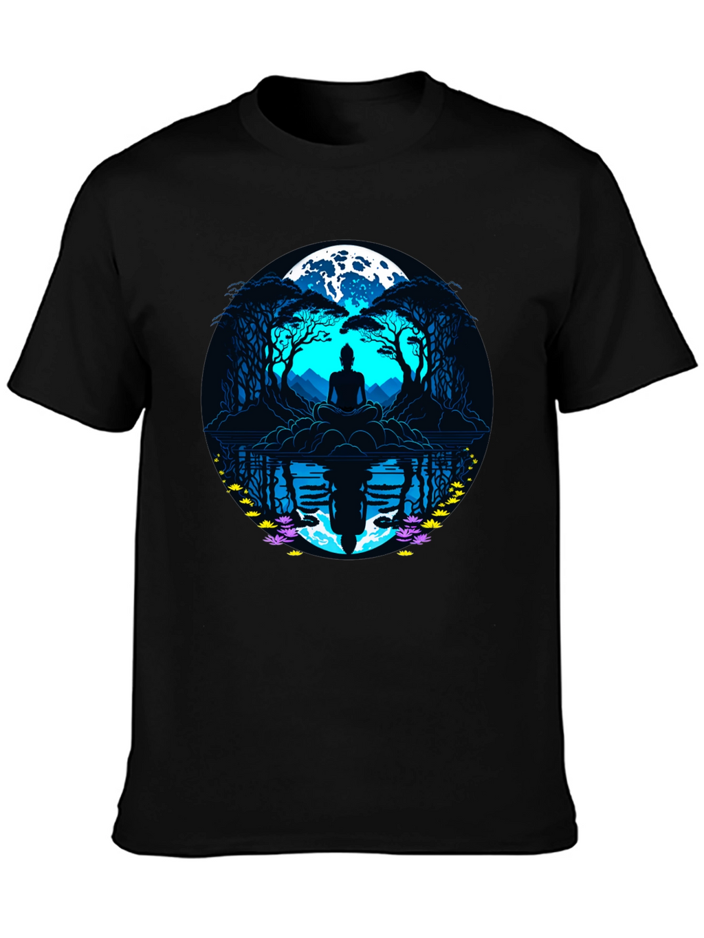 Zen Meditation T-Shirt - Moonlit Reflections