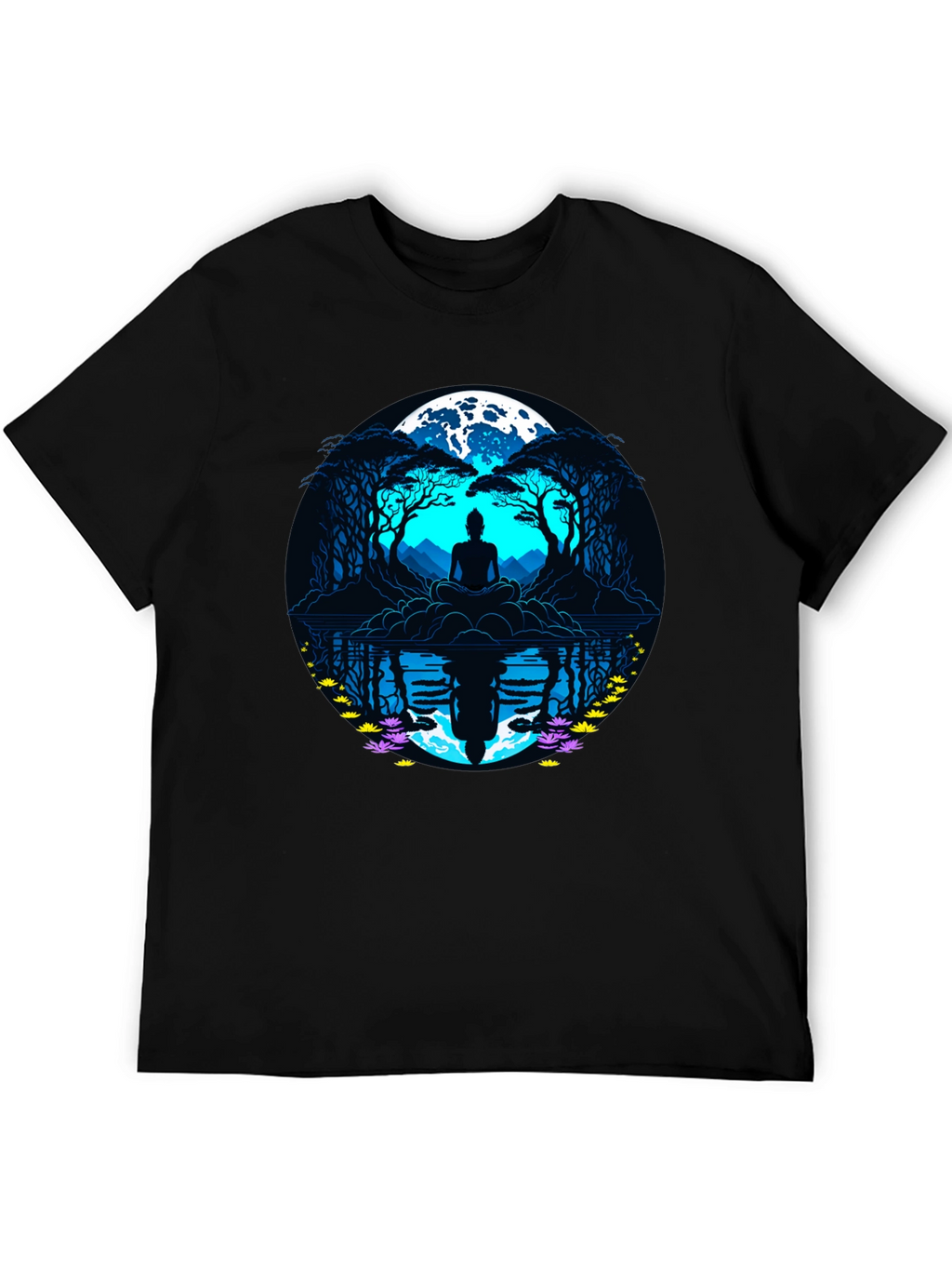 Zen Meditation T-Shirt - Moonlit Reflections