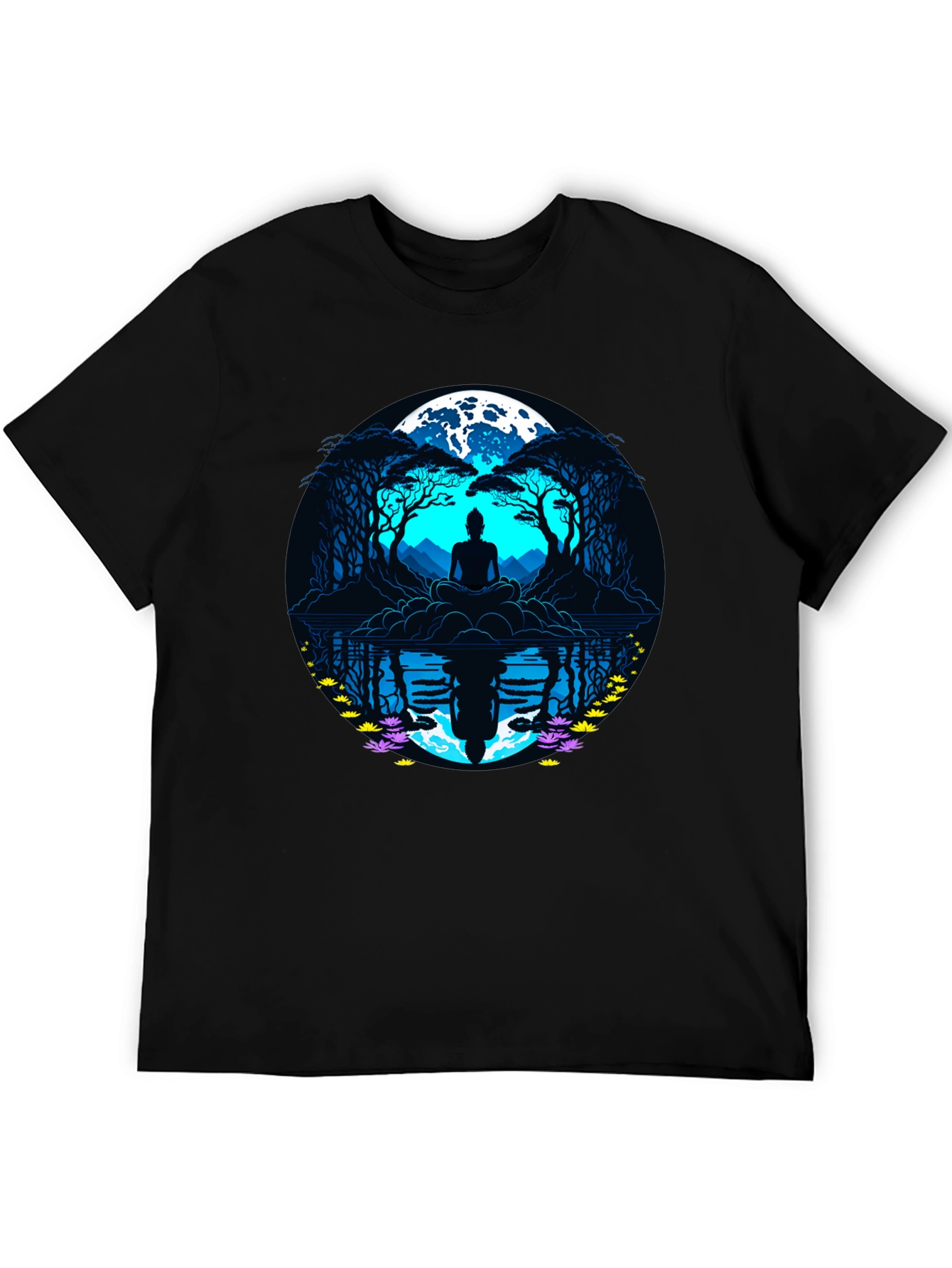 Zen Meditation T-Shirt - Moonlit Reflections