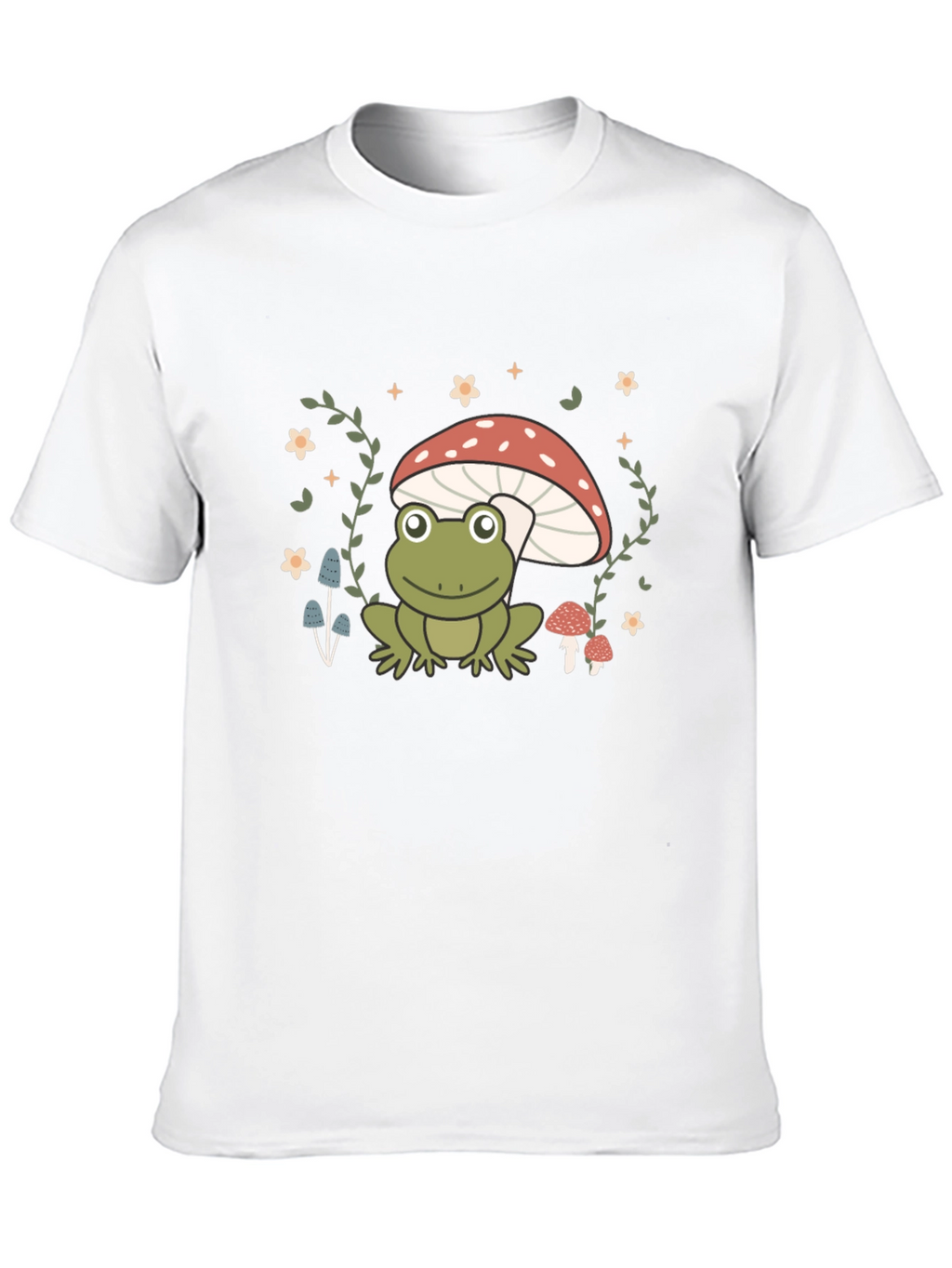 Frog on Mushroom Black Graphic Tee