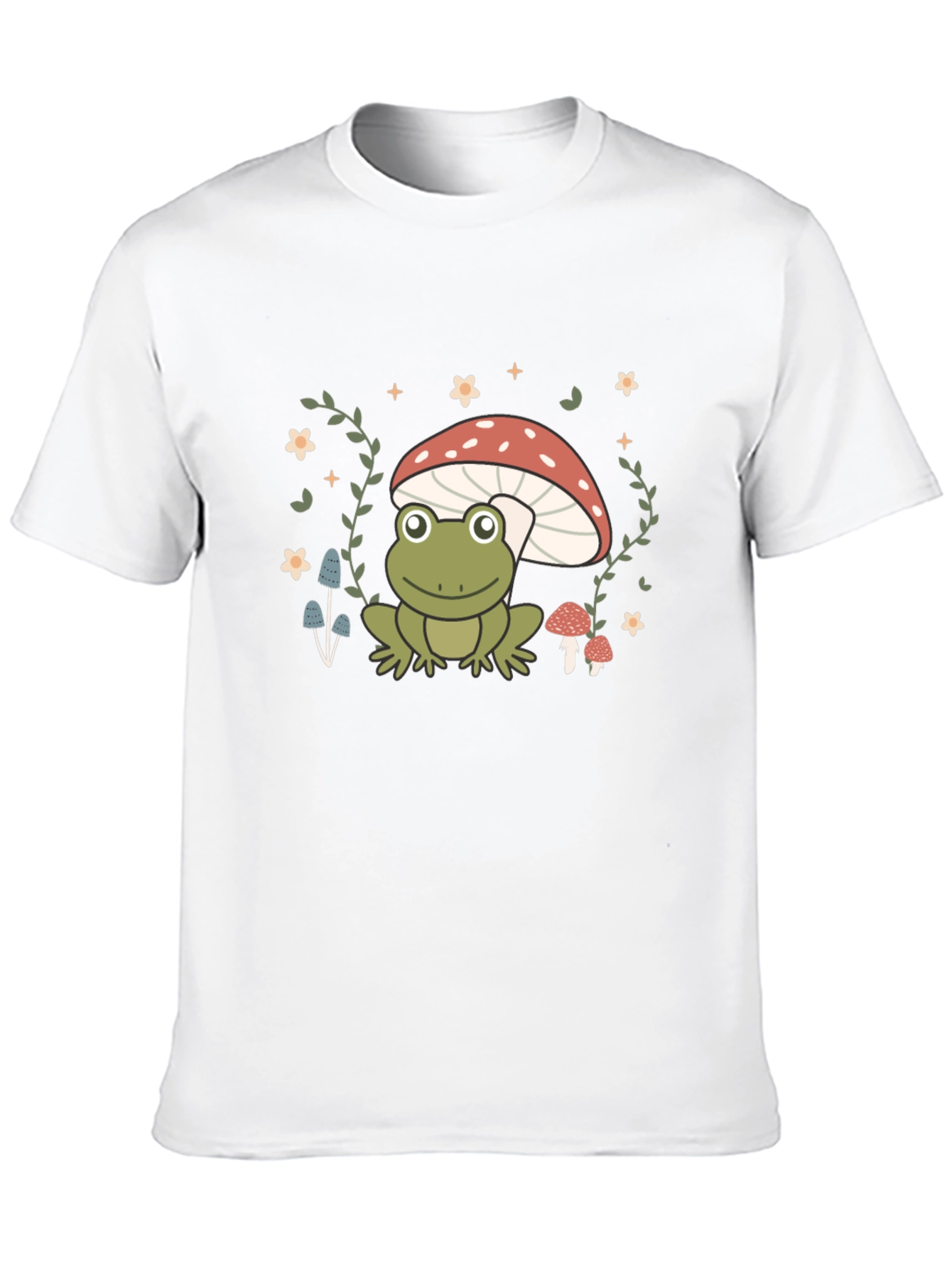 Frog on Mushroom Black Graphic Tee