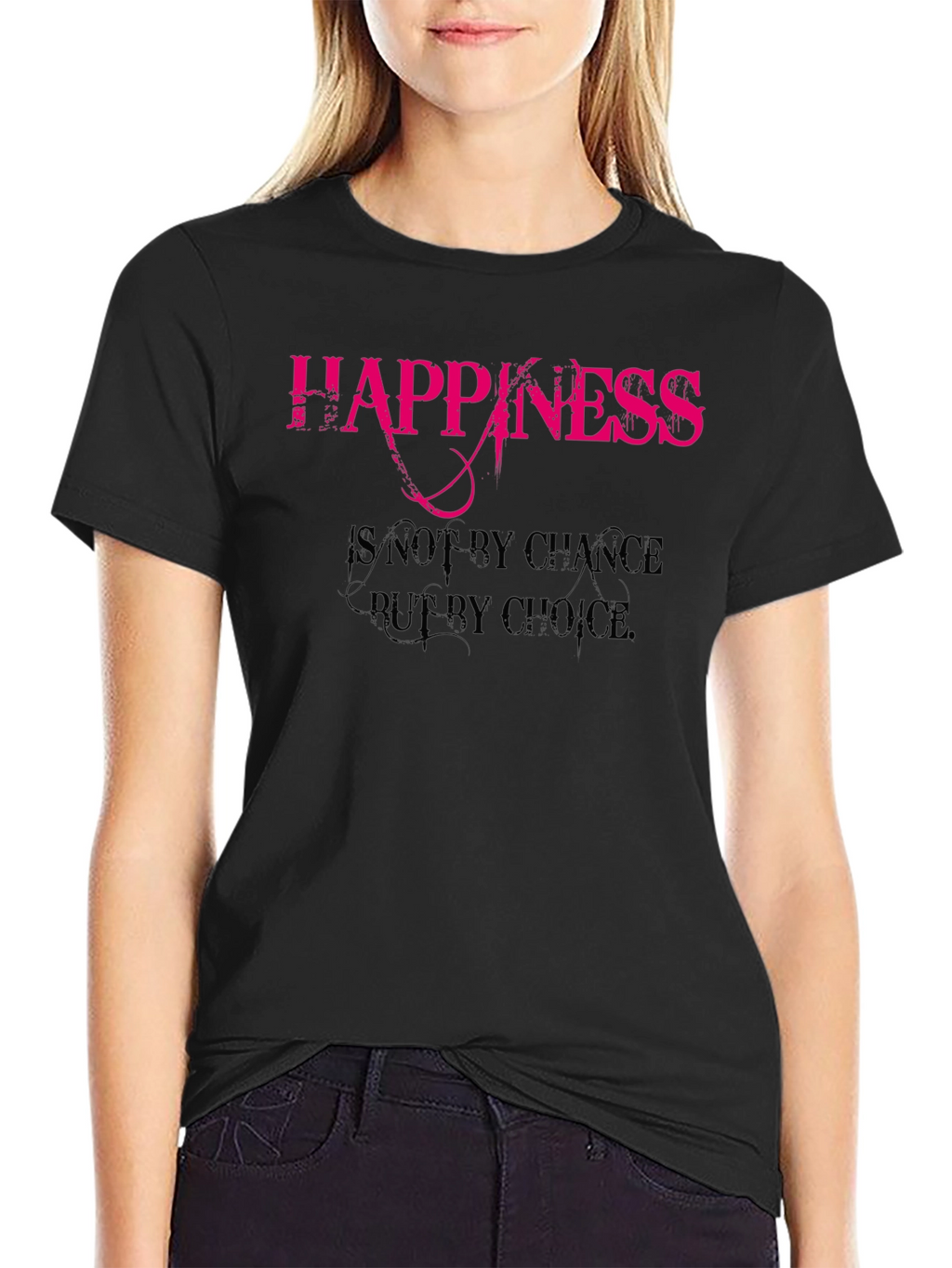 Happiness Choice Black Graphic Tee