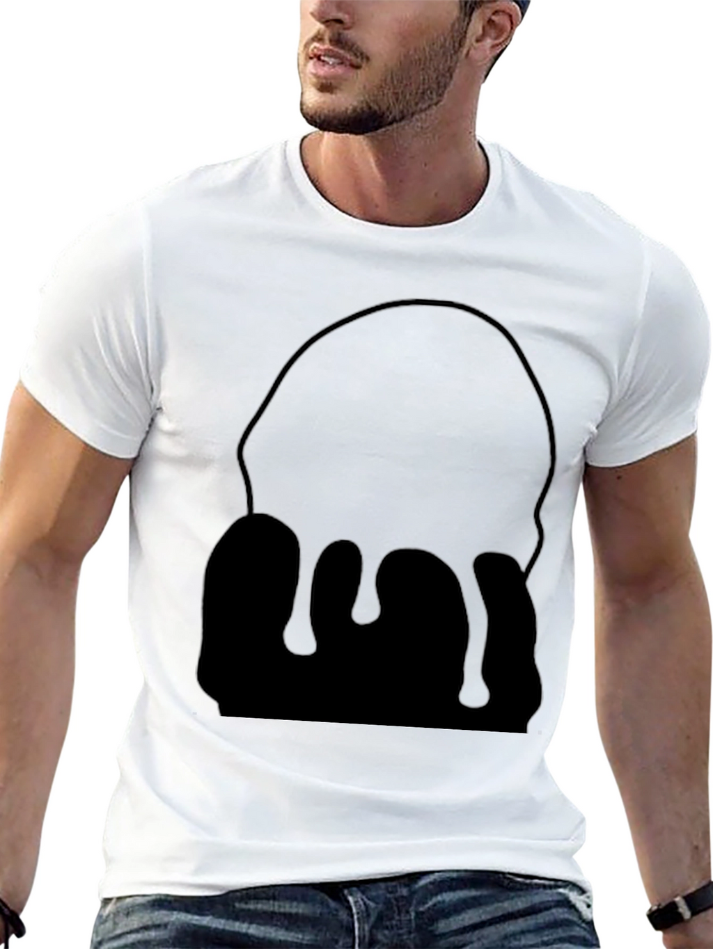 Mens Black Drip Graphic Tee - Modern Casual Style