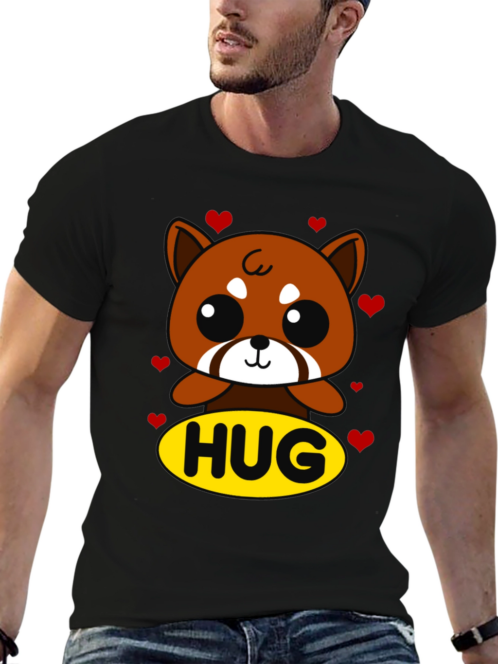 Cute Red Panda Hug Graphic T-Shirt