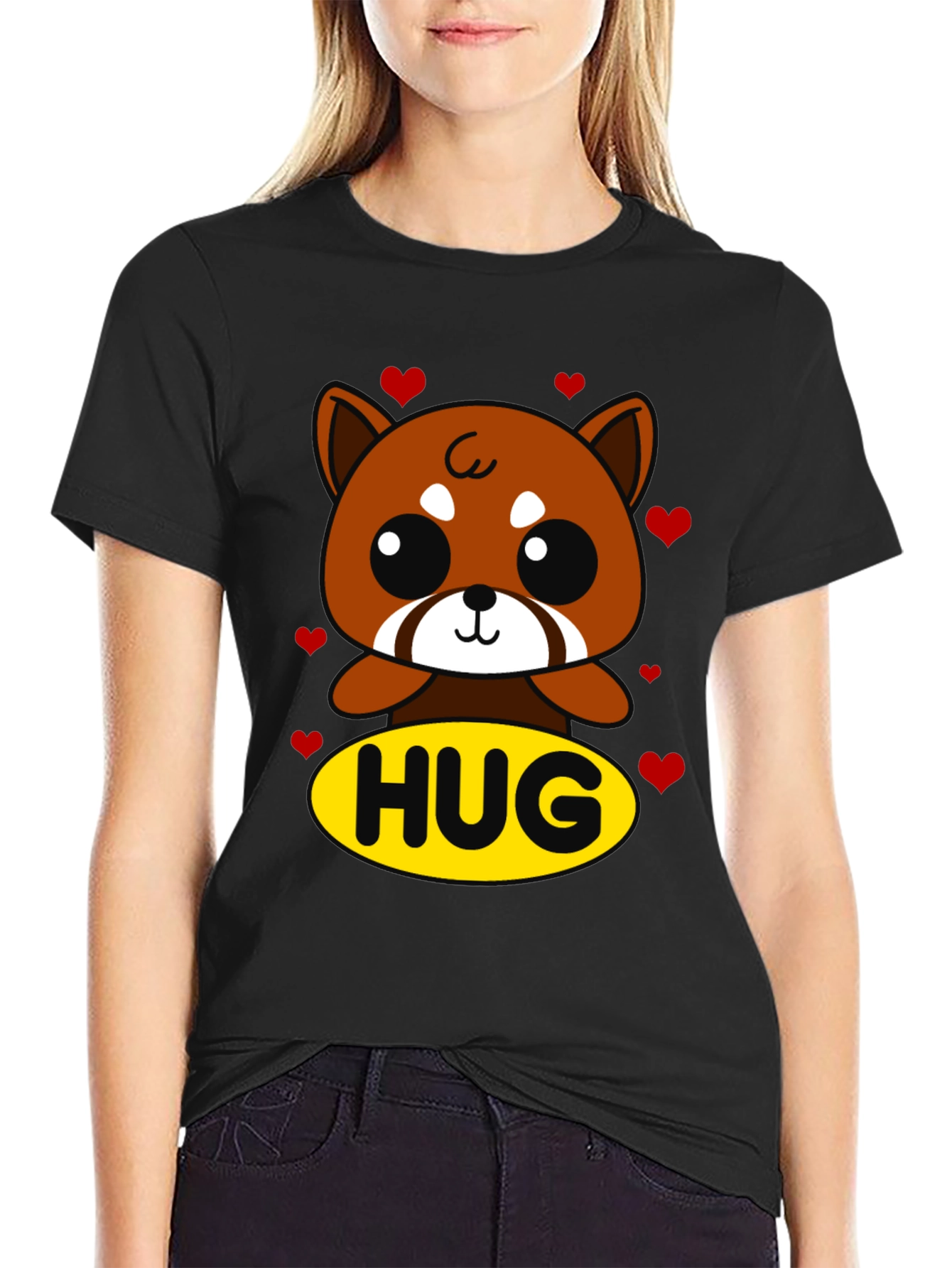 Cute Red Panda Hug Graphic T-Shirt