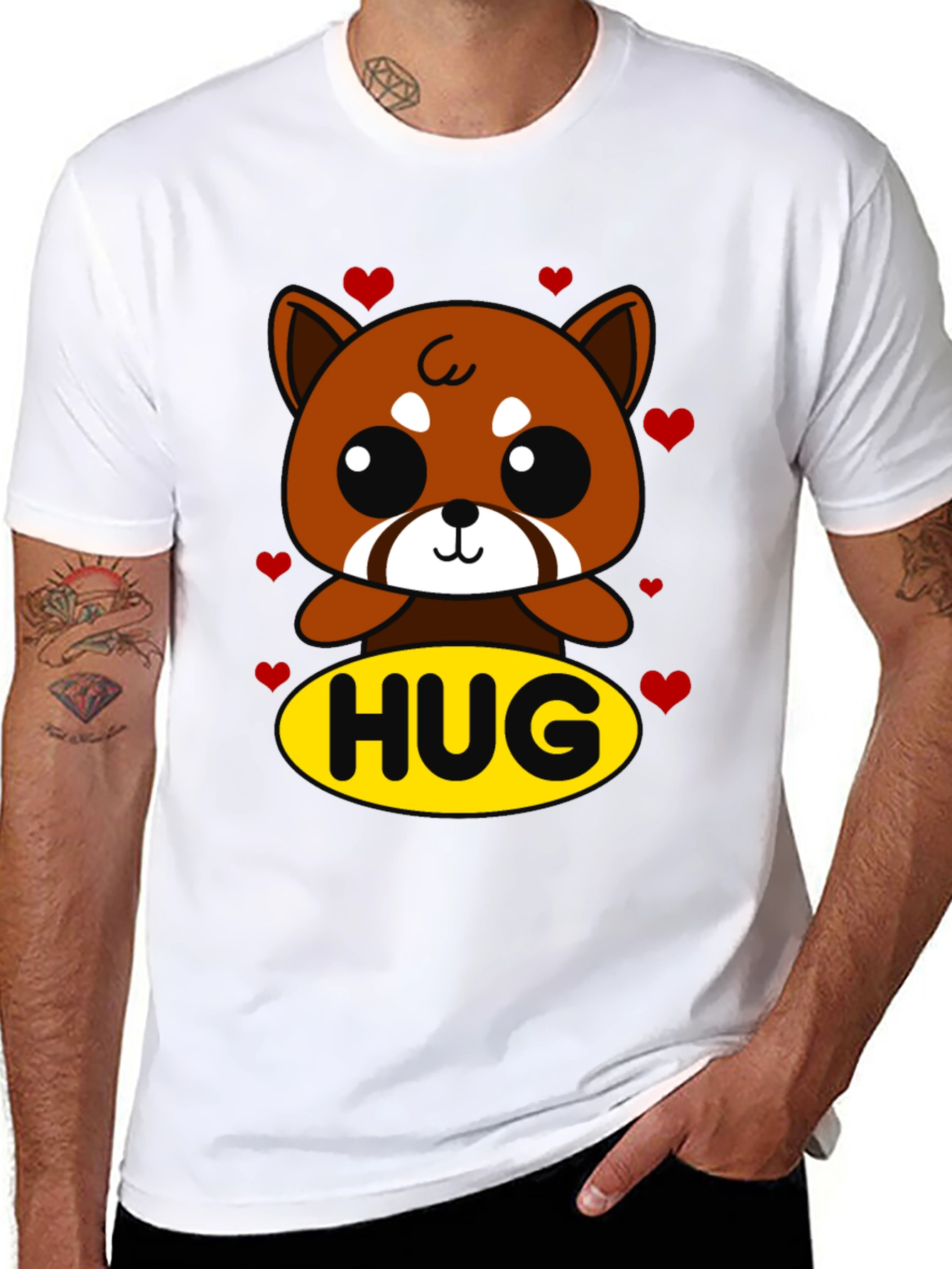Cute Red Panda Hug Graphic T-Shirt