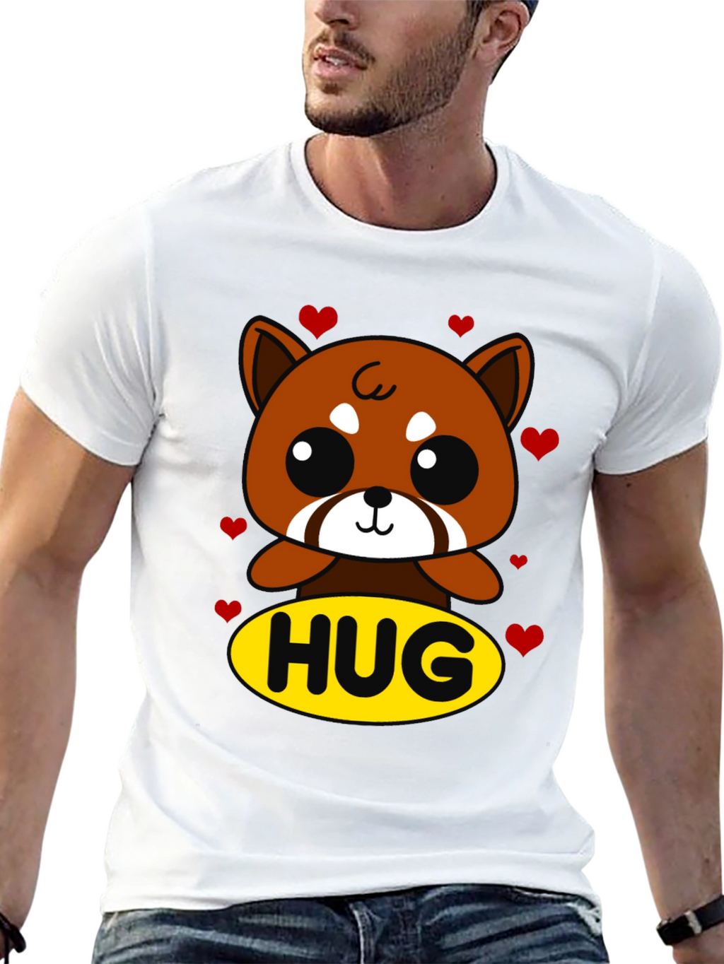 Cute Red Panda Hug Graphic T-Shirt