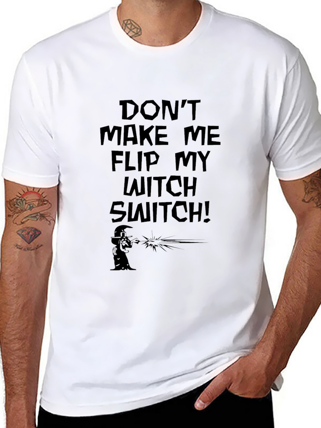 Dont Make Me Flip My Witch Switch Black T-Shirt