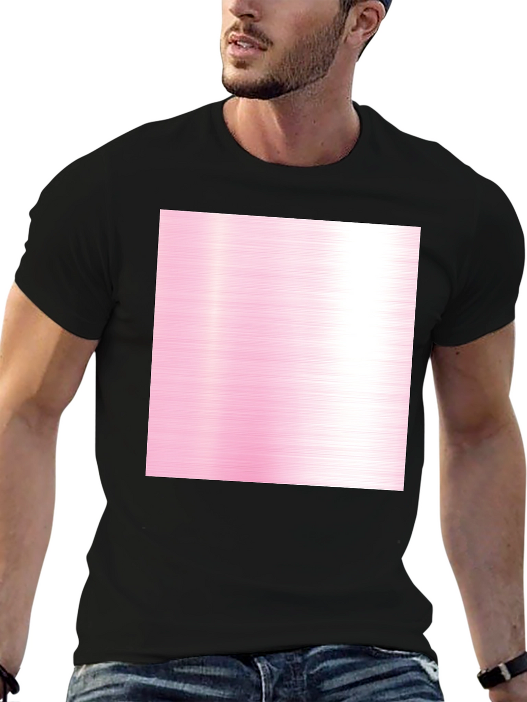 Black Tee with Pink Abstract Design
