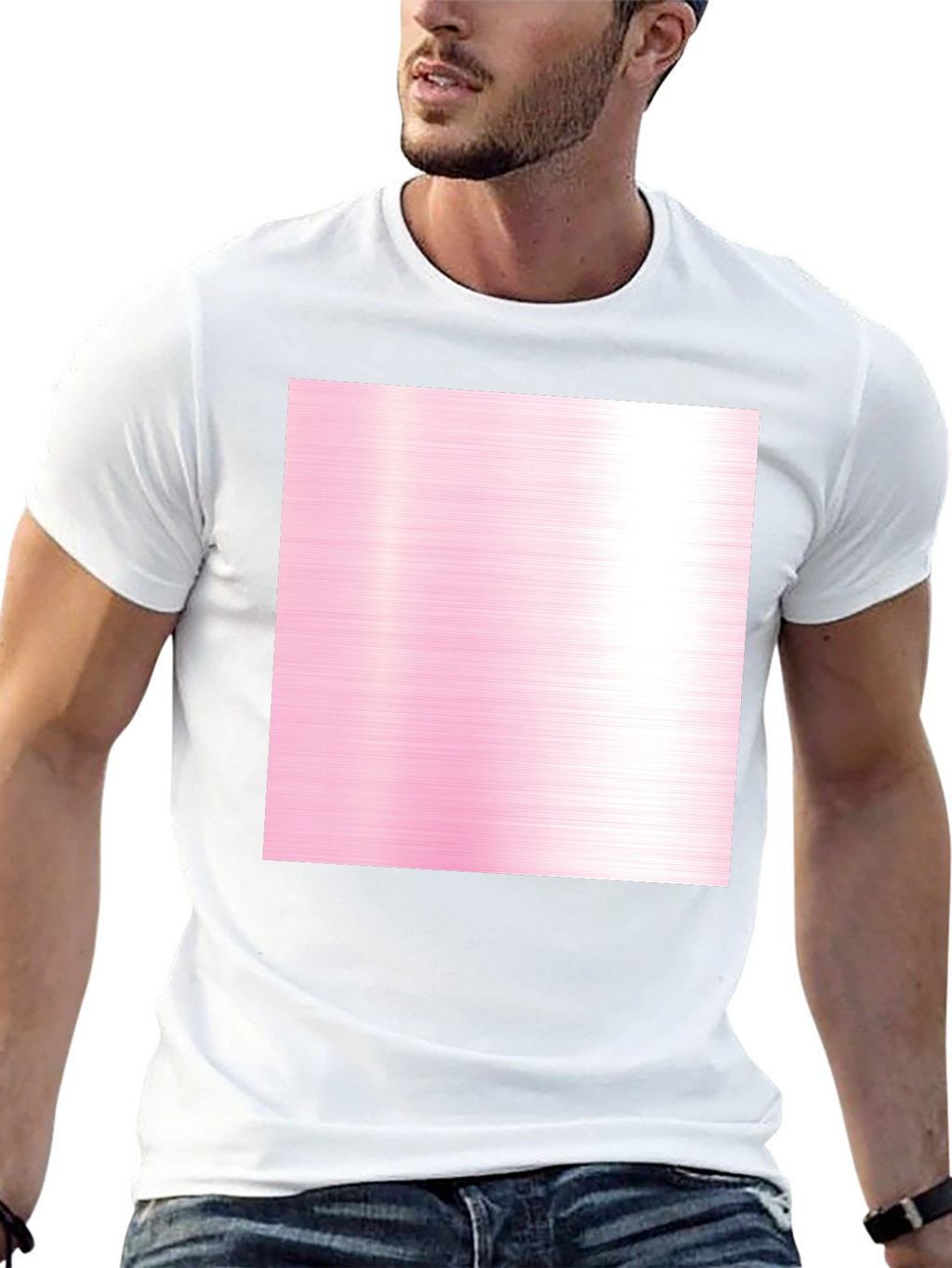 Black Tee with Pink Abstract Design
