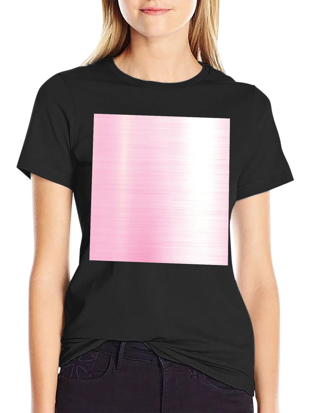 Black Tee with Pink Abstract Design