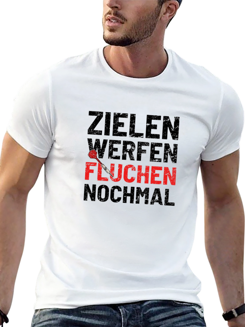 Darts T-Shirt: Zielen Werfen Fluchen