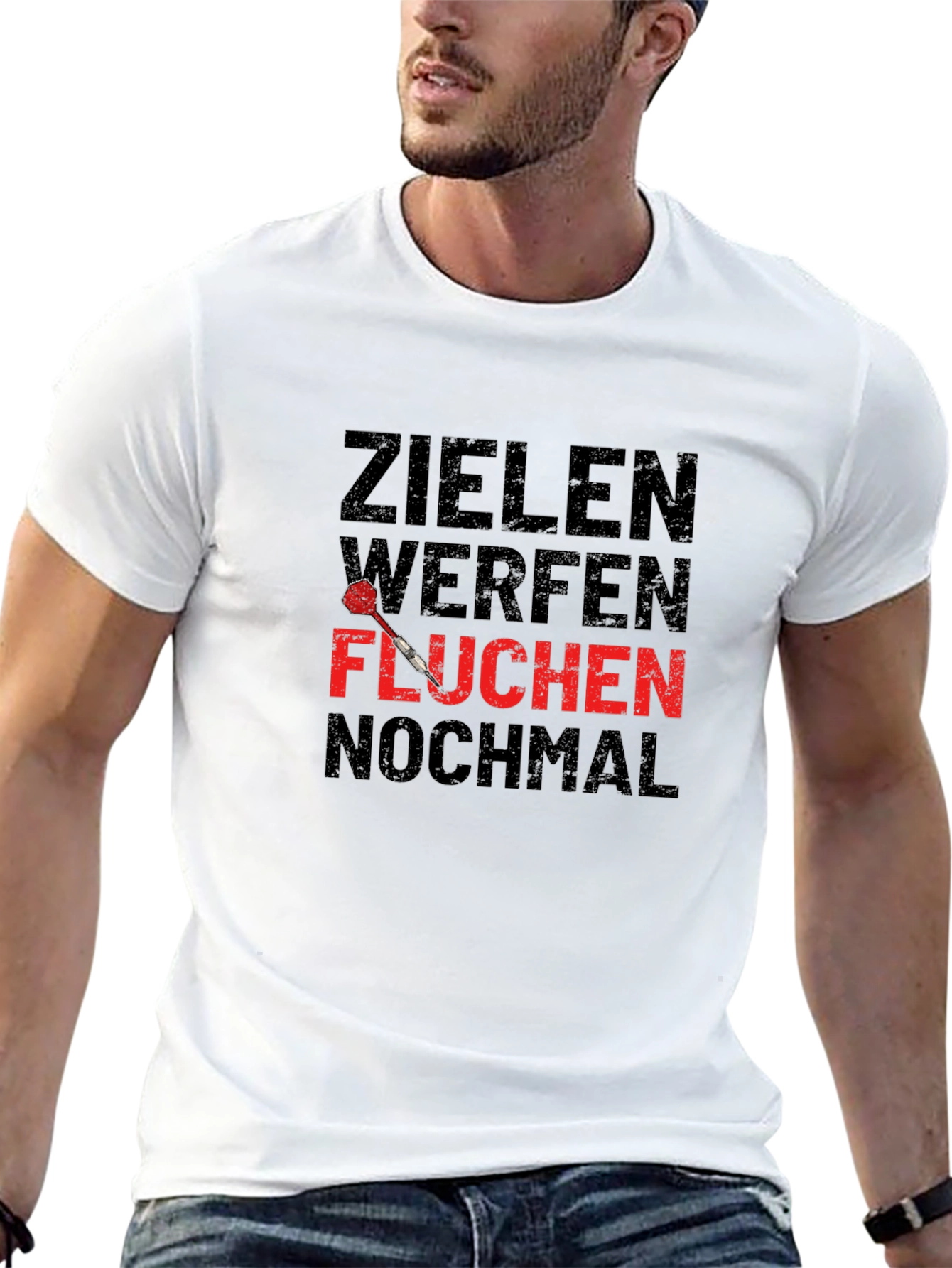 Darts T-Shirt: Zielen Werfen Fluchen