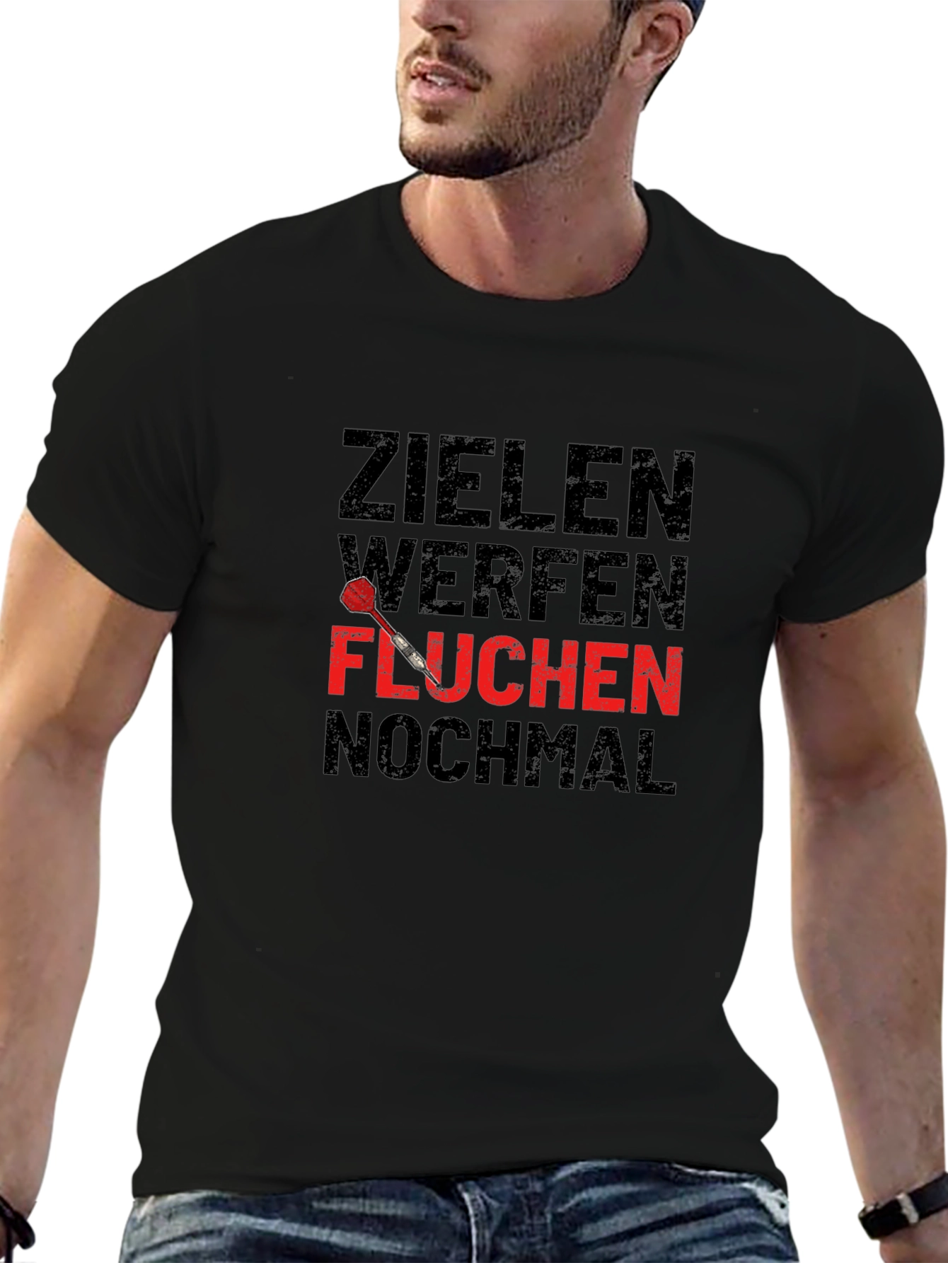 Darts T-Shirt: Zielen Werfen Fluchen