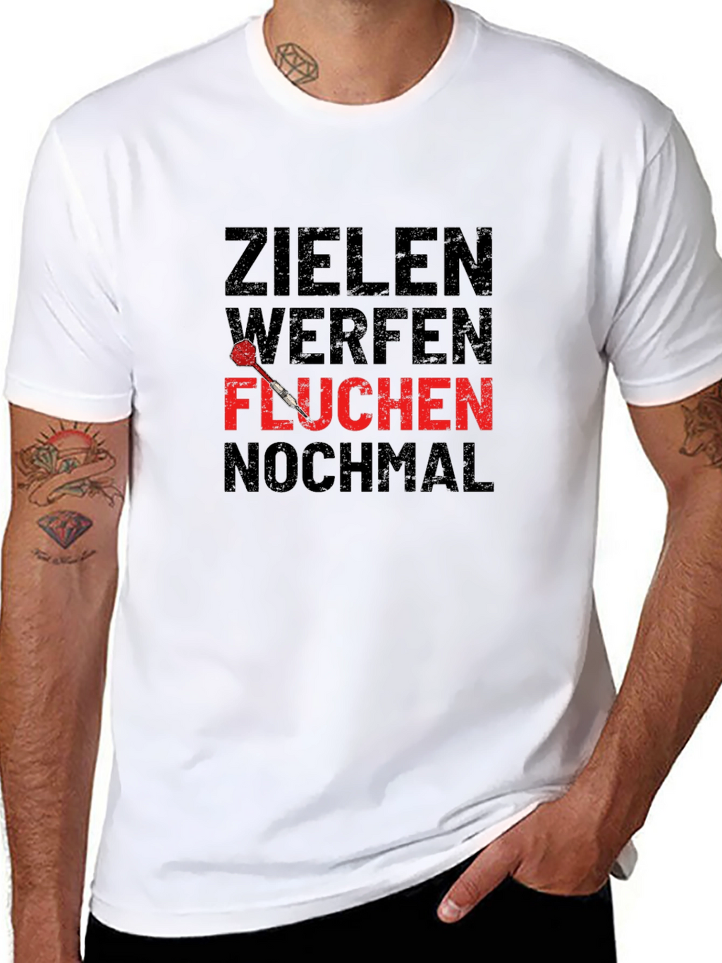 Darts T-Shirt: Zielen Werfen Fluchen