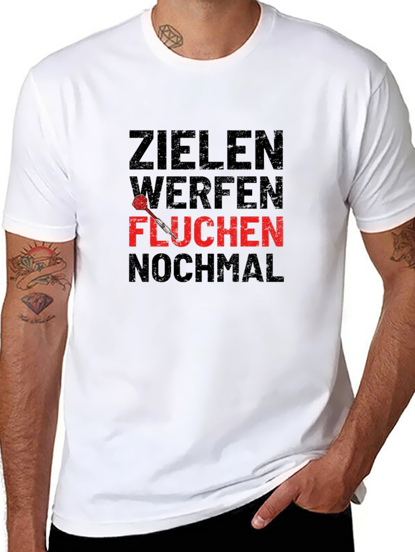 Darts T-Shirt: Zielen Werfen Fluchen