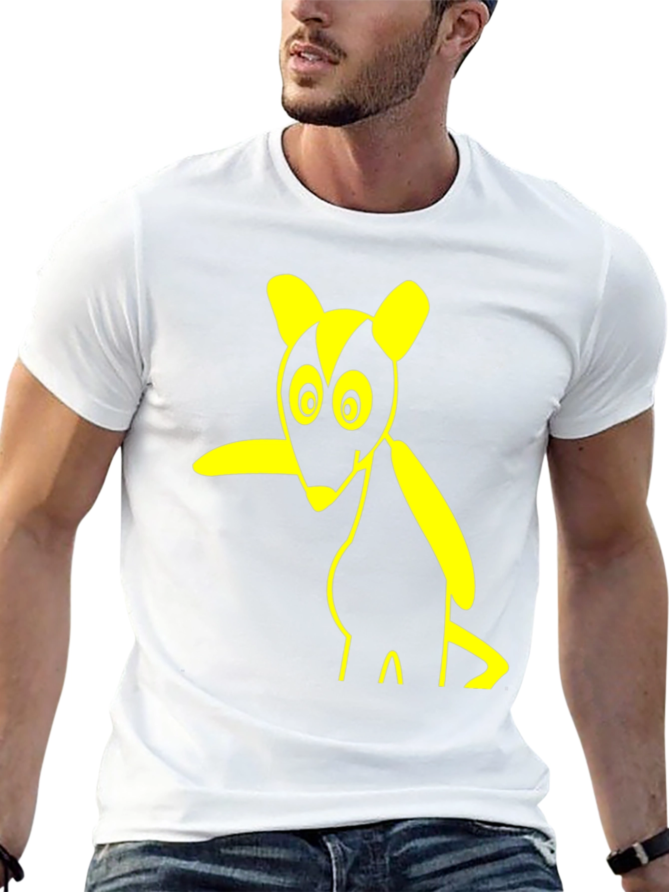 Cartoon Rodent Graphic Tee - Black