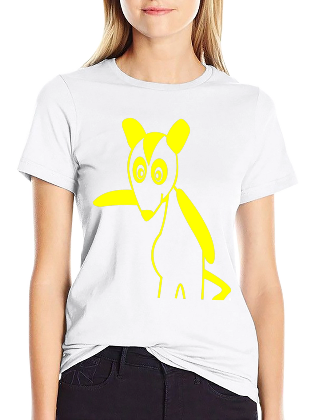 Cartoon Rodent Graphic Tee - Black
