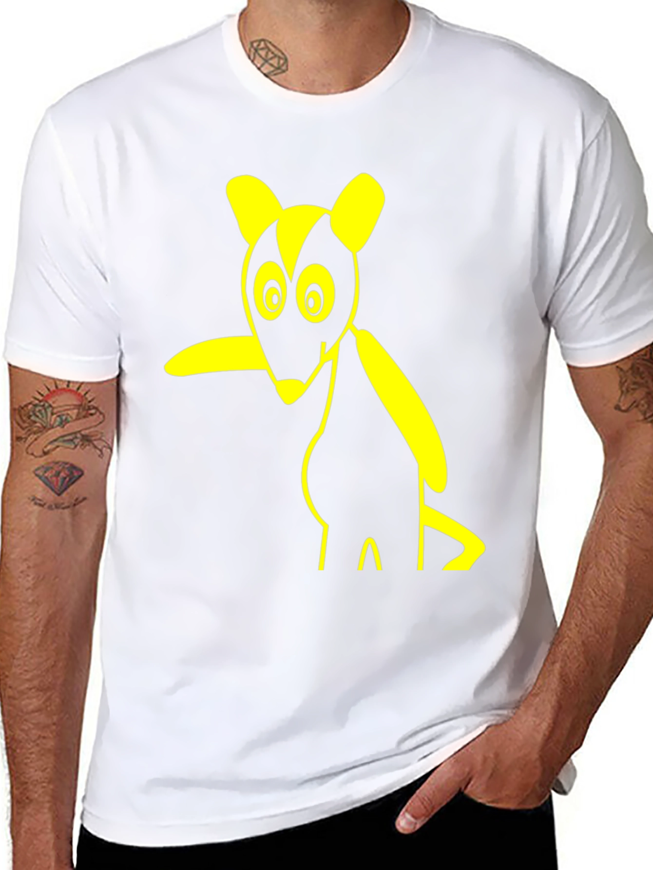 Cartoon Rodent Graphic Tee - Black