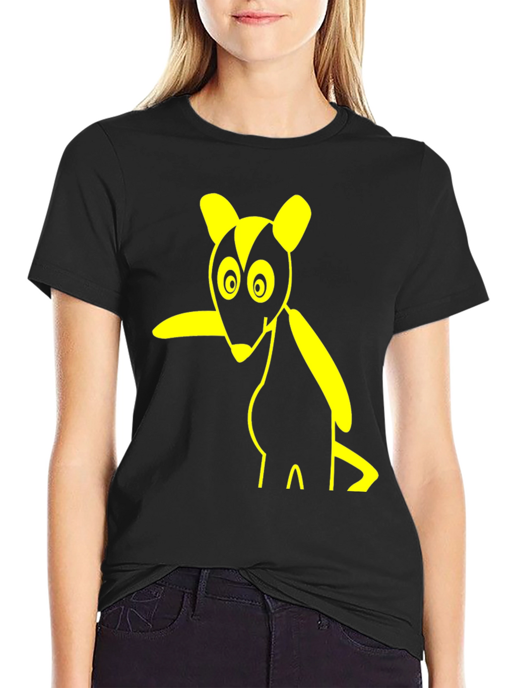 Cartoon Rodent Graphic Tee - Black
