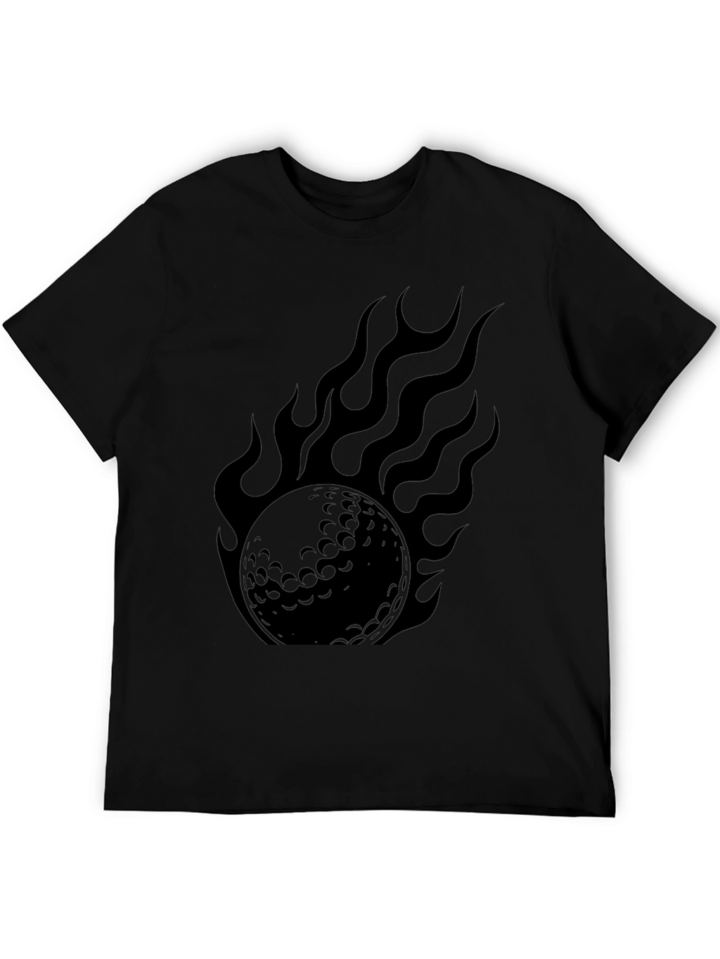 Flaming Golf Ball Graphic Tee - Black