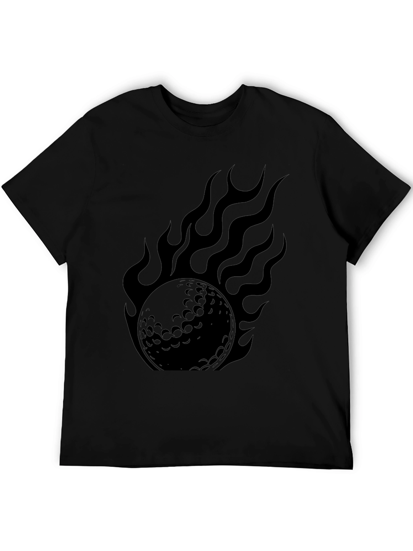 Flaming Golf Ball Graphic Tee - Black