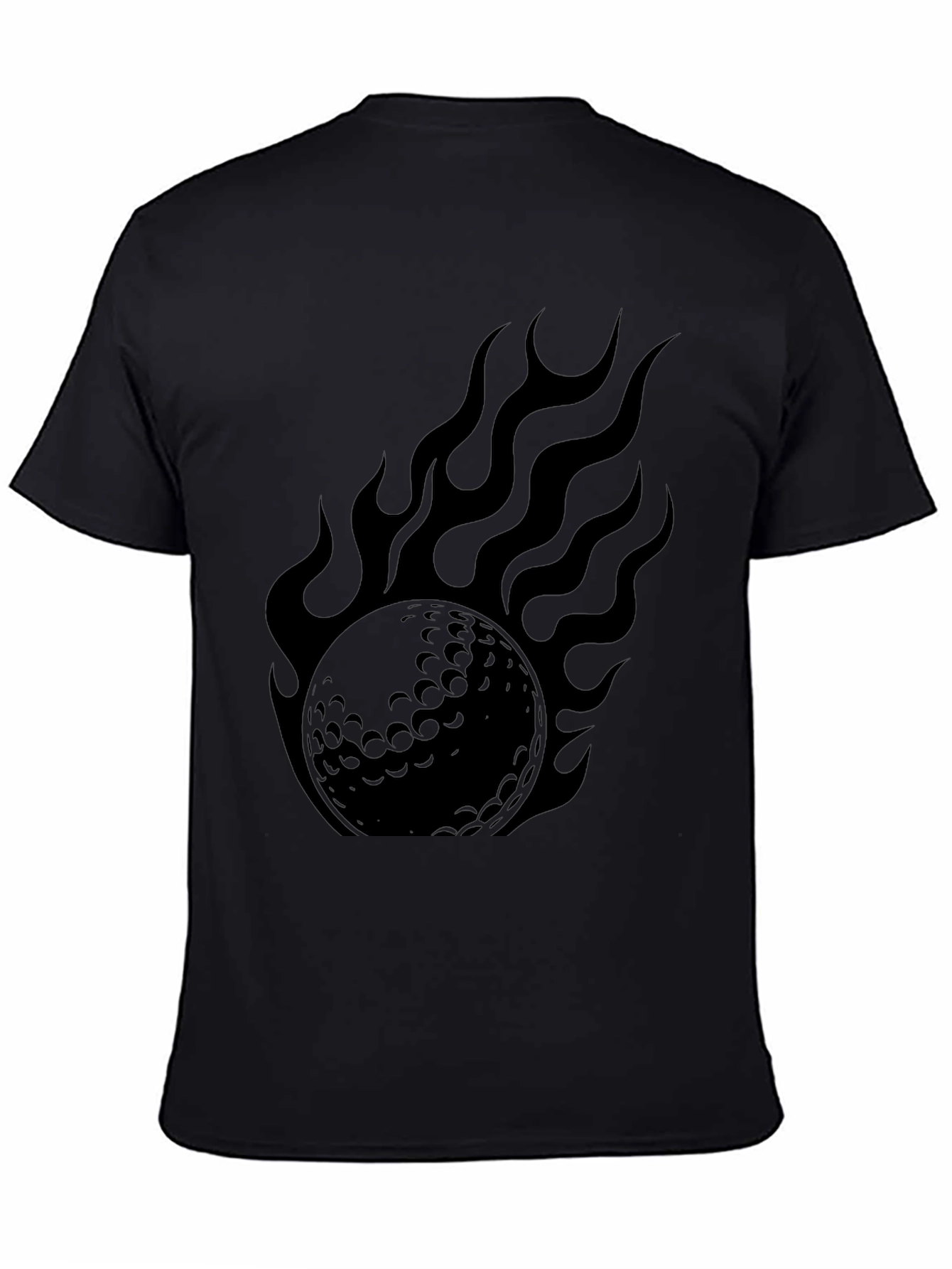 Flaming Golf Ball Graphic Tee - Black