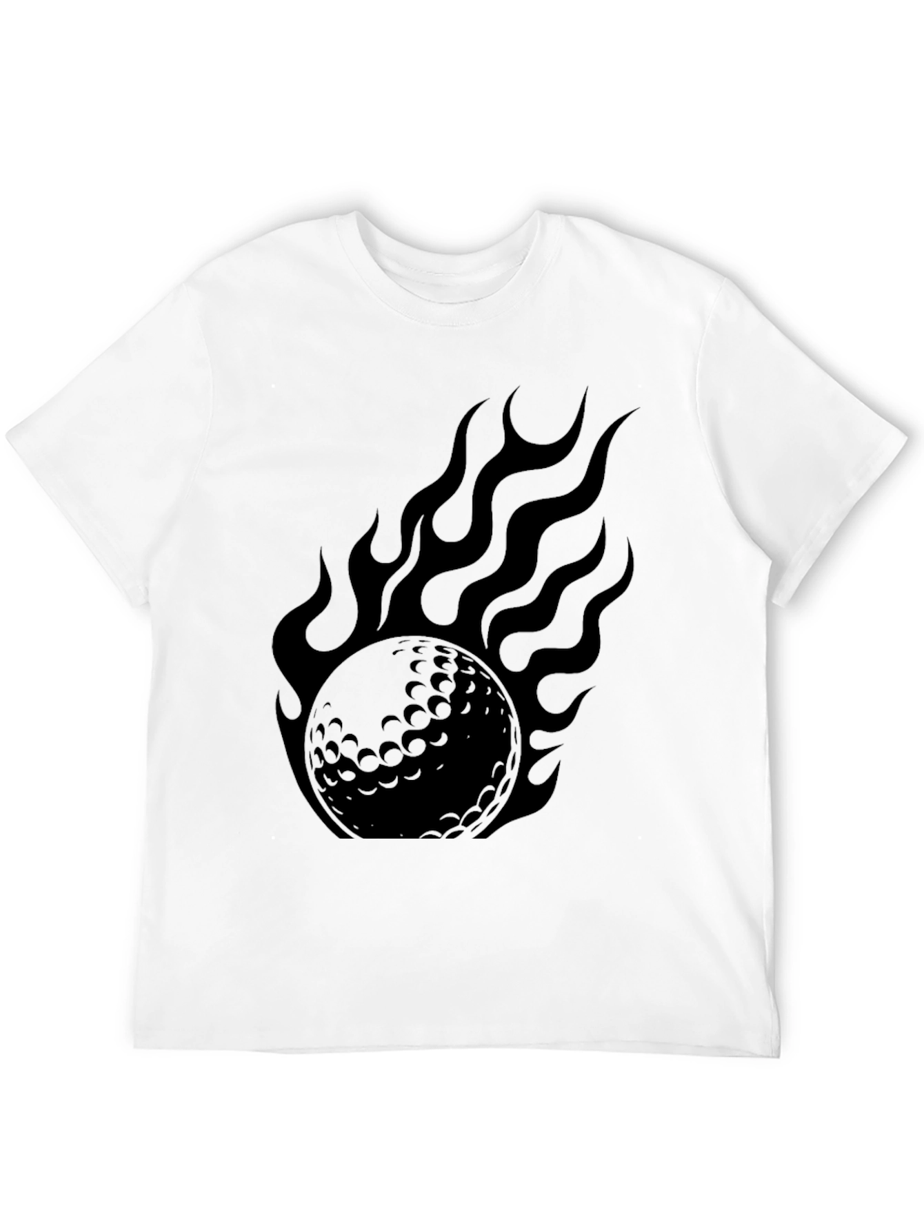 Flaming Golf Ball Graphic Tee - Black