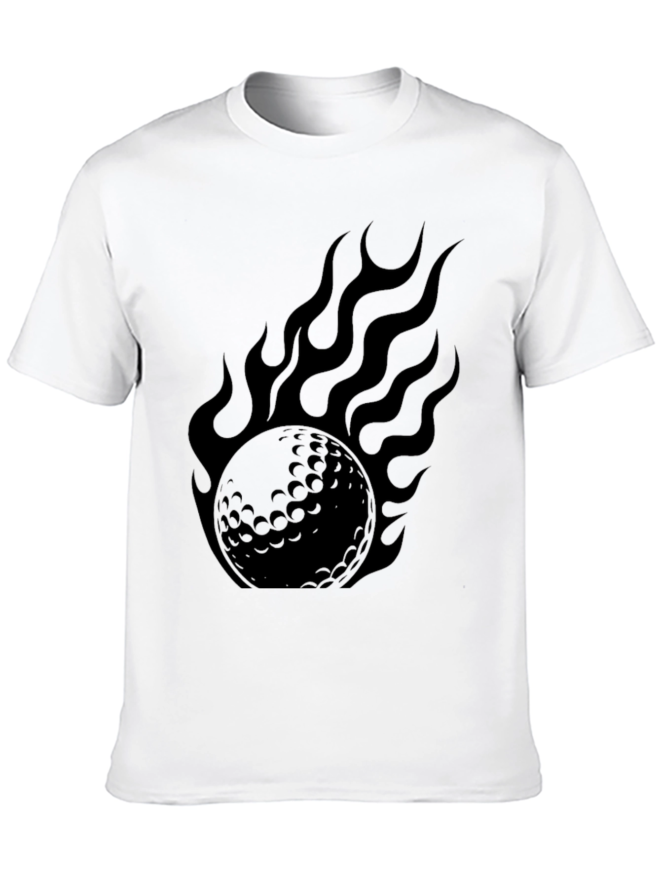 Flaming Golf Ball Graphic Tee - Black